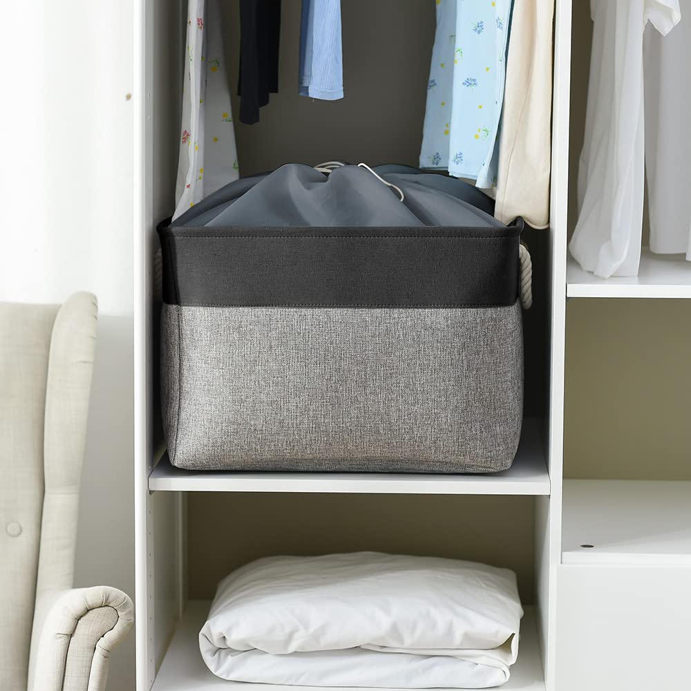 Thewarmhome Organization And Storage Basket For Shelves - 20X16X14 Inch Jumbo 3 Pack Collapsible Storage Bins For Organizing, Fa