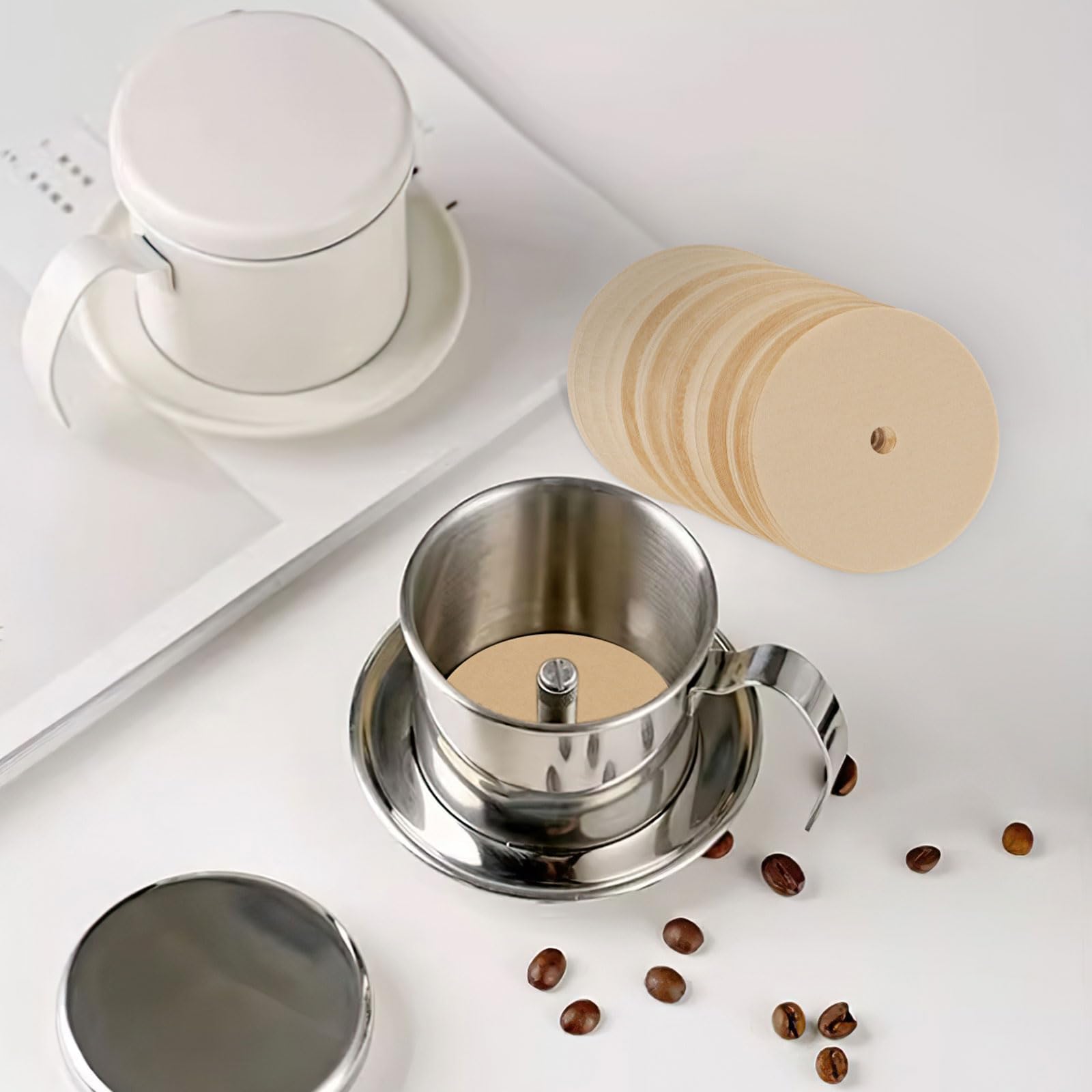 200 Count Percolator Coffee Filters, 3.75 Inch Natural Unbleached Disposable Coffee Filter Disc Coffee Filters For Camping Coffe