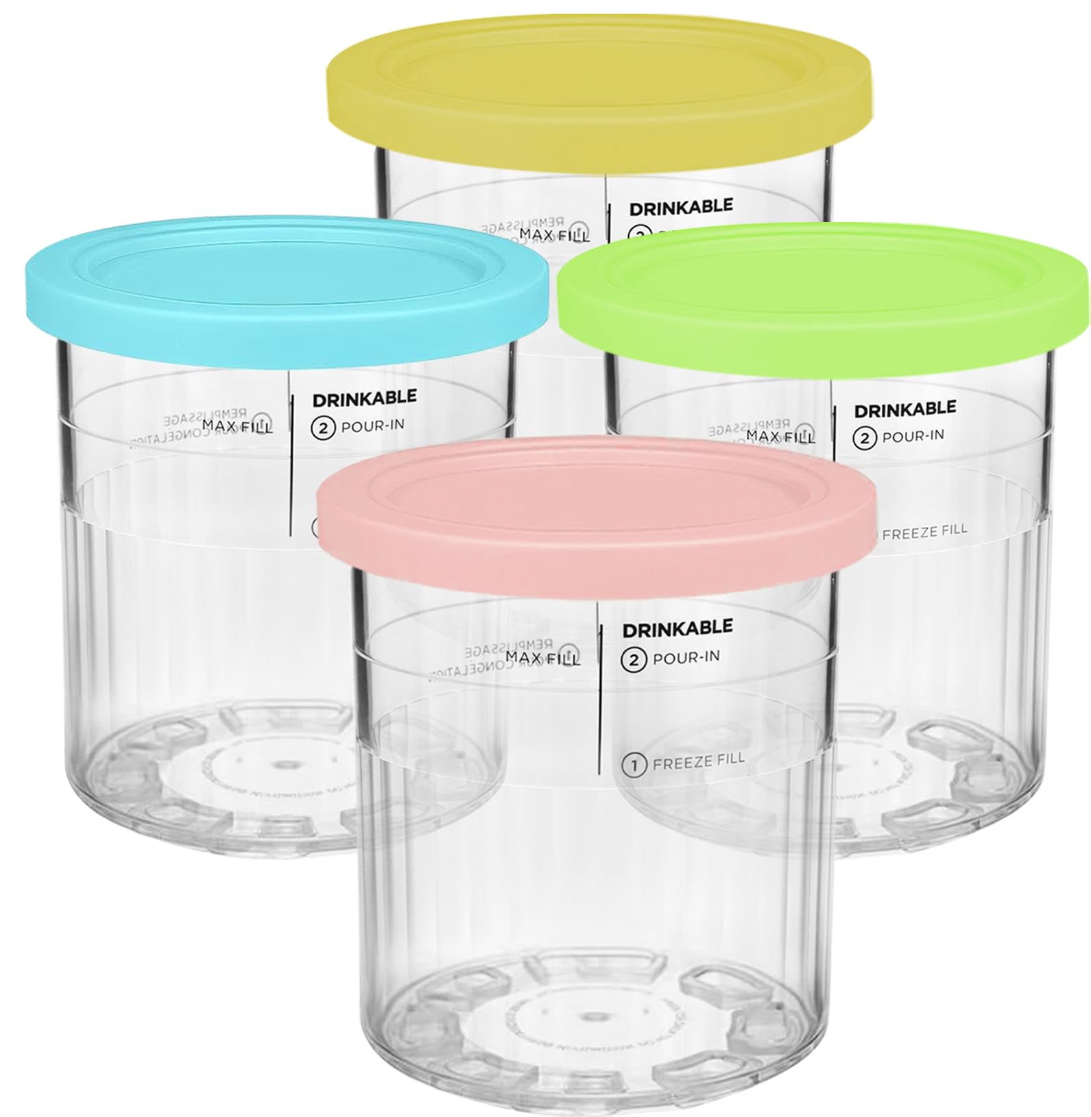 Ice Cream Containers Replacement Pints And Lids 24Oz For Ninja Creami Compatible With Nc500 Nc501 Deluxe Bpa-Free Dishwasher Saf