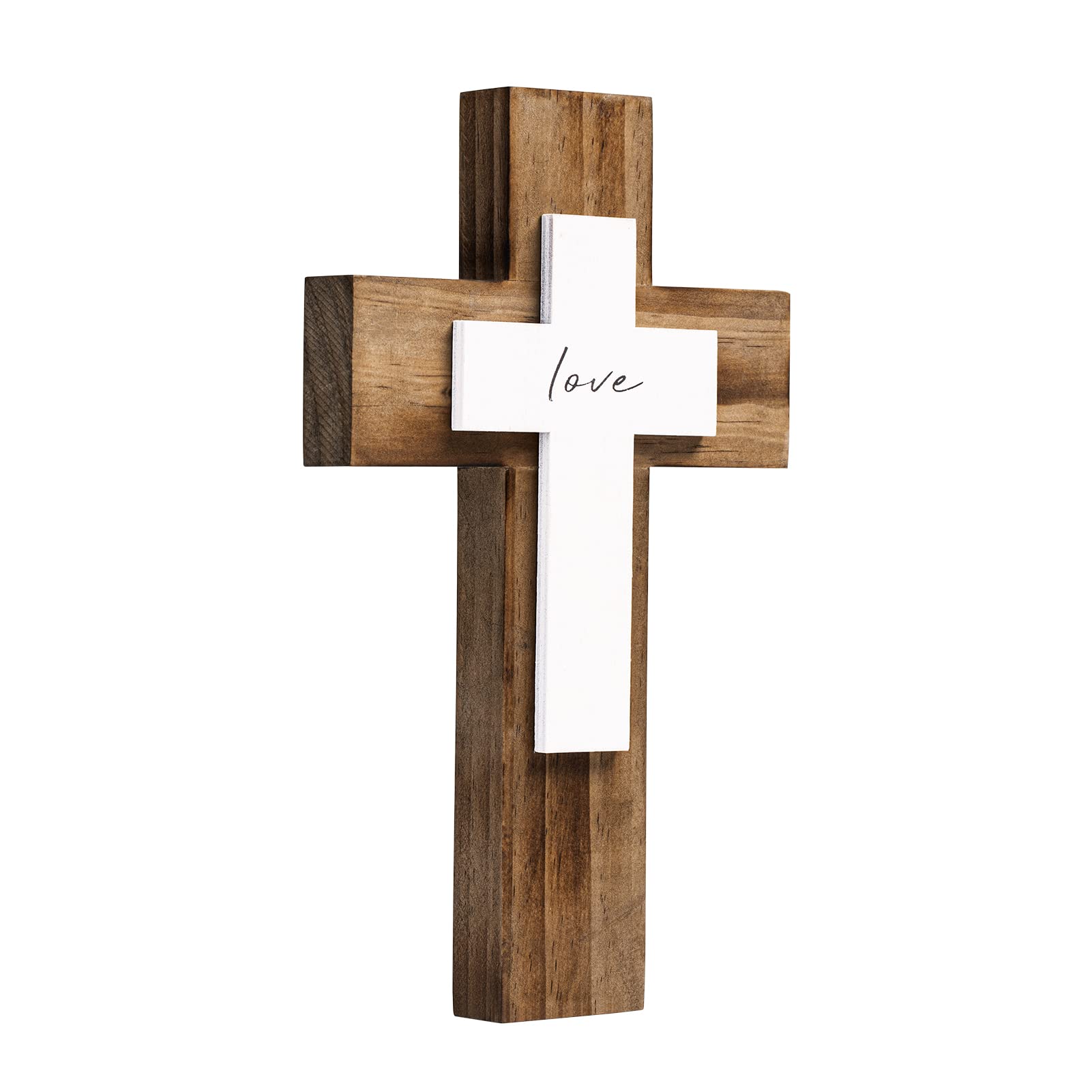 OKSQW Wall & Table Wooden Cross with Love Sign Christians Cross Spiritual Religious Cross Gifts With Hook On Hanging Wall Or Tab