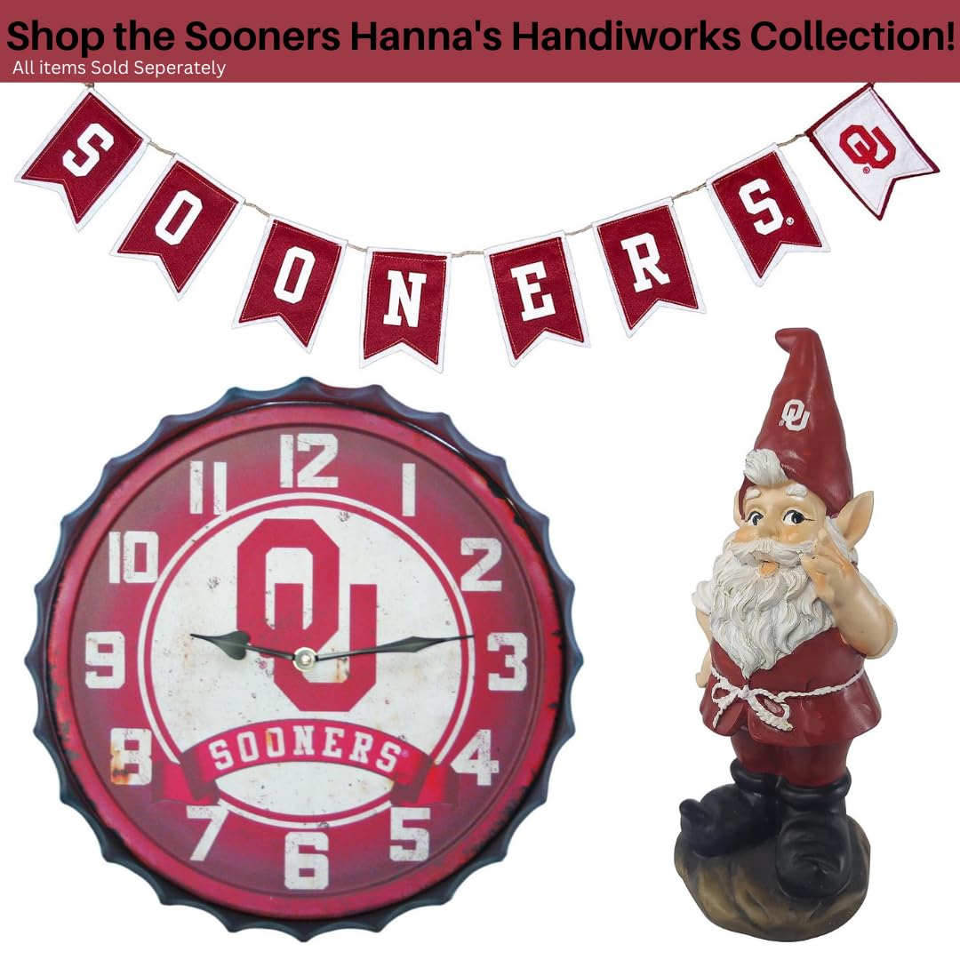 University of Oklahoma Set of 2 Plush Gnome Christmas Tree Ornaments by Hannas Handiworks - Fan/Cheerleader Holiday/Dorm Decorat
