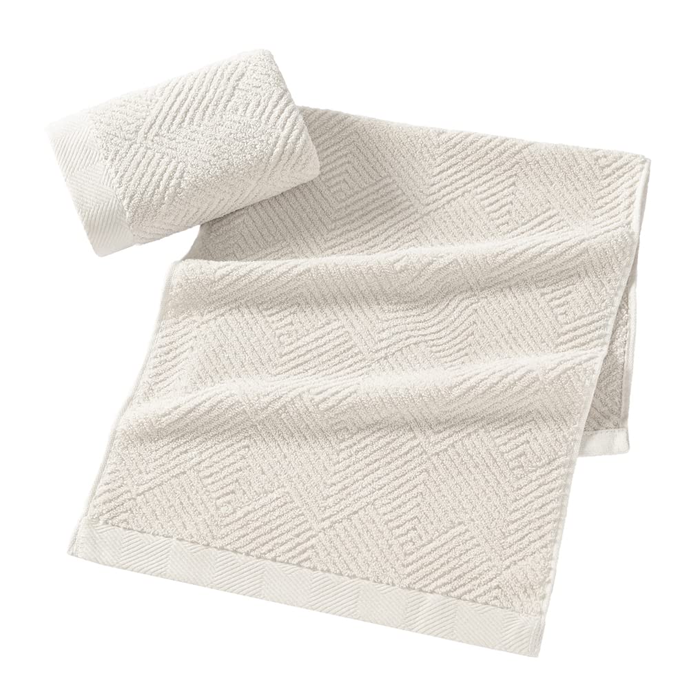 Sense Gnosis Super Soft Lime White Hand Towels Terry Striped Weave Pattern Ultra Absorbent 100% Cotton Towel For Bathroom(13 X 2