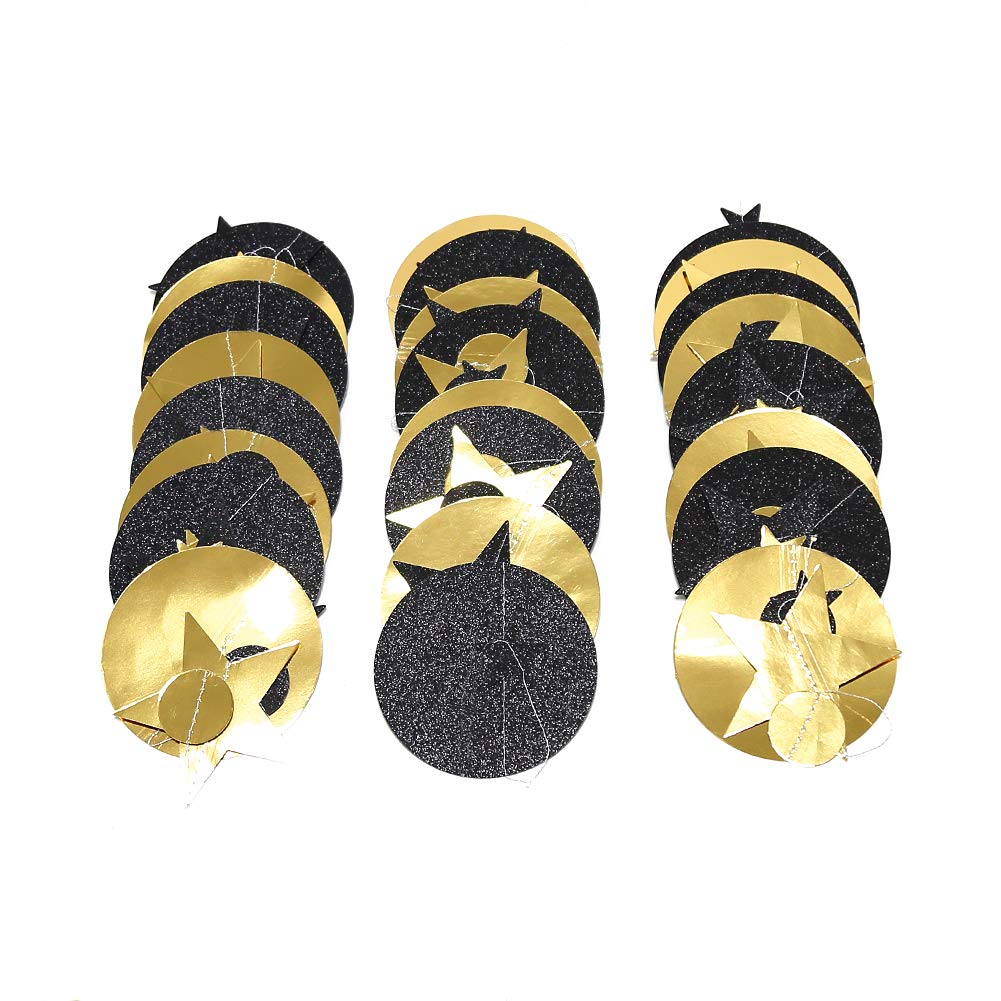 Cheerland Black Gold Party Decorations Star Garland Moon Stars Hanging Star Streamers Birthday Wedding Baby Shower Graduation Ny