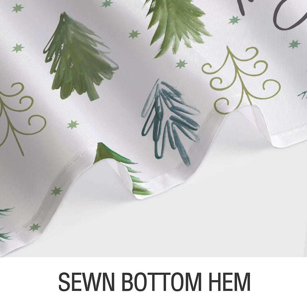 Wathon Winter Shower Curtain Green Christmas Tree Winter Snow Forest Bathroom Decor Teal Green Pine Tree Bath Curtain Winter Nat
