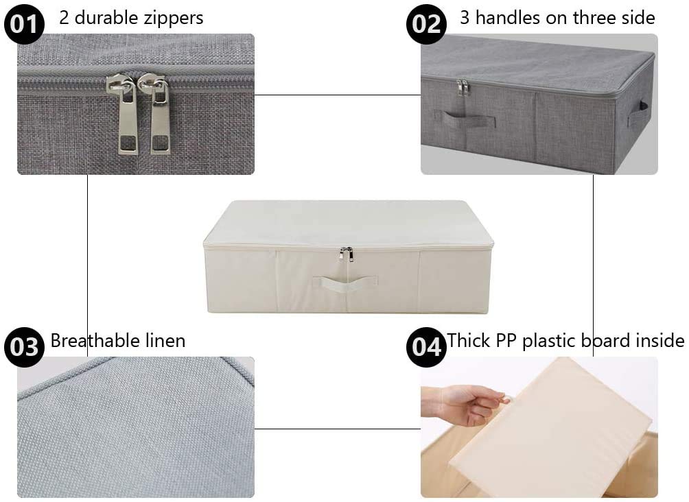 iwill CREATE PRO Pack of 2, Collapsible Rigid Storage Baskets for Underbed Organizer, Good for Clothing, Shoes, Bedding in Wardr