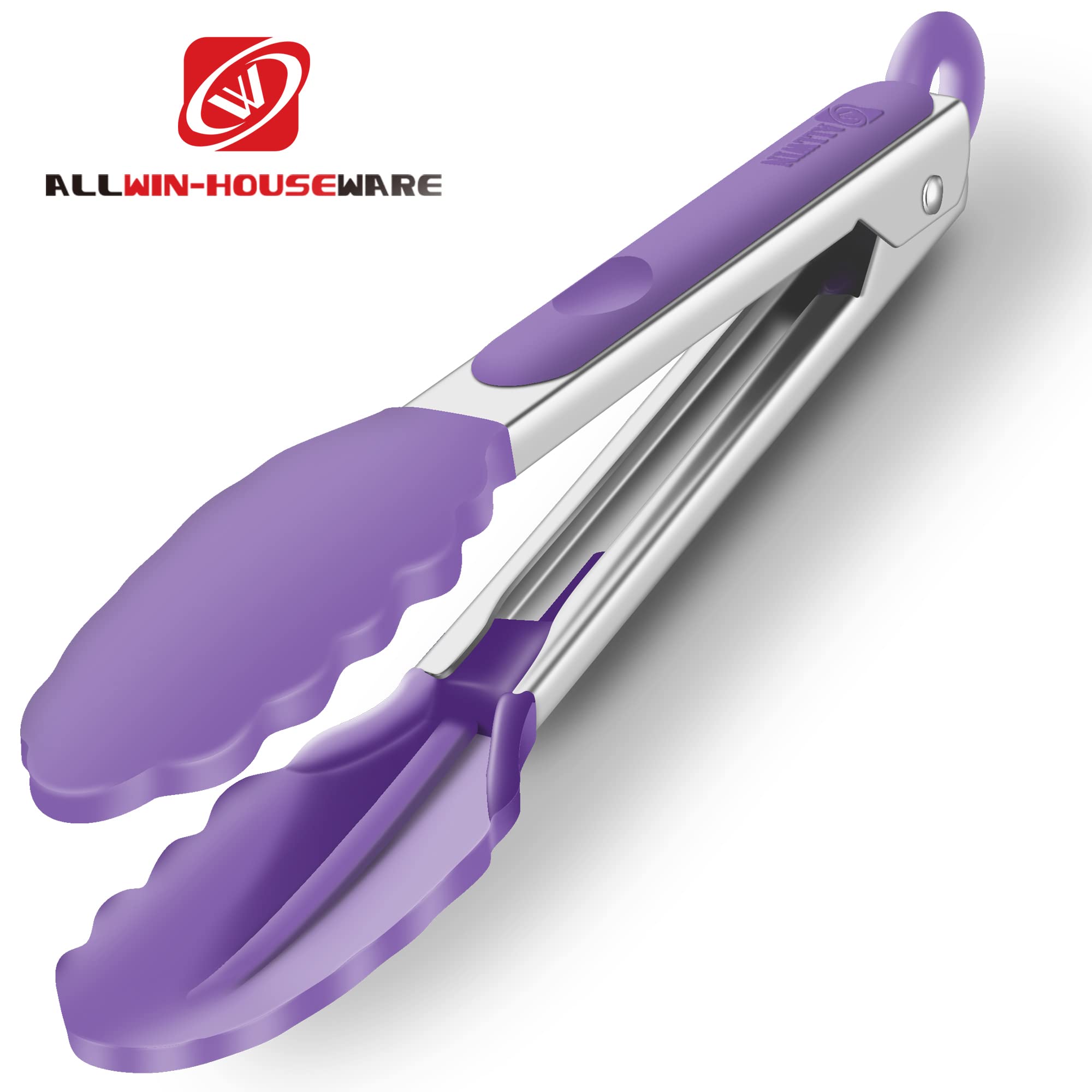Set Of 2 Kitchen Tongs 9-Inch & 12-Inch, Premium Stainless Steel Bpa Free Silicone Non-Stick Grilling Barbeque Cooking Locking F