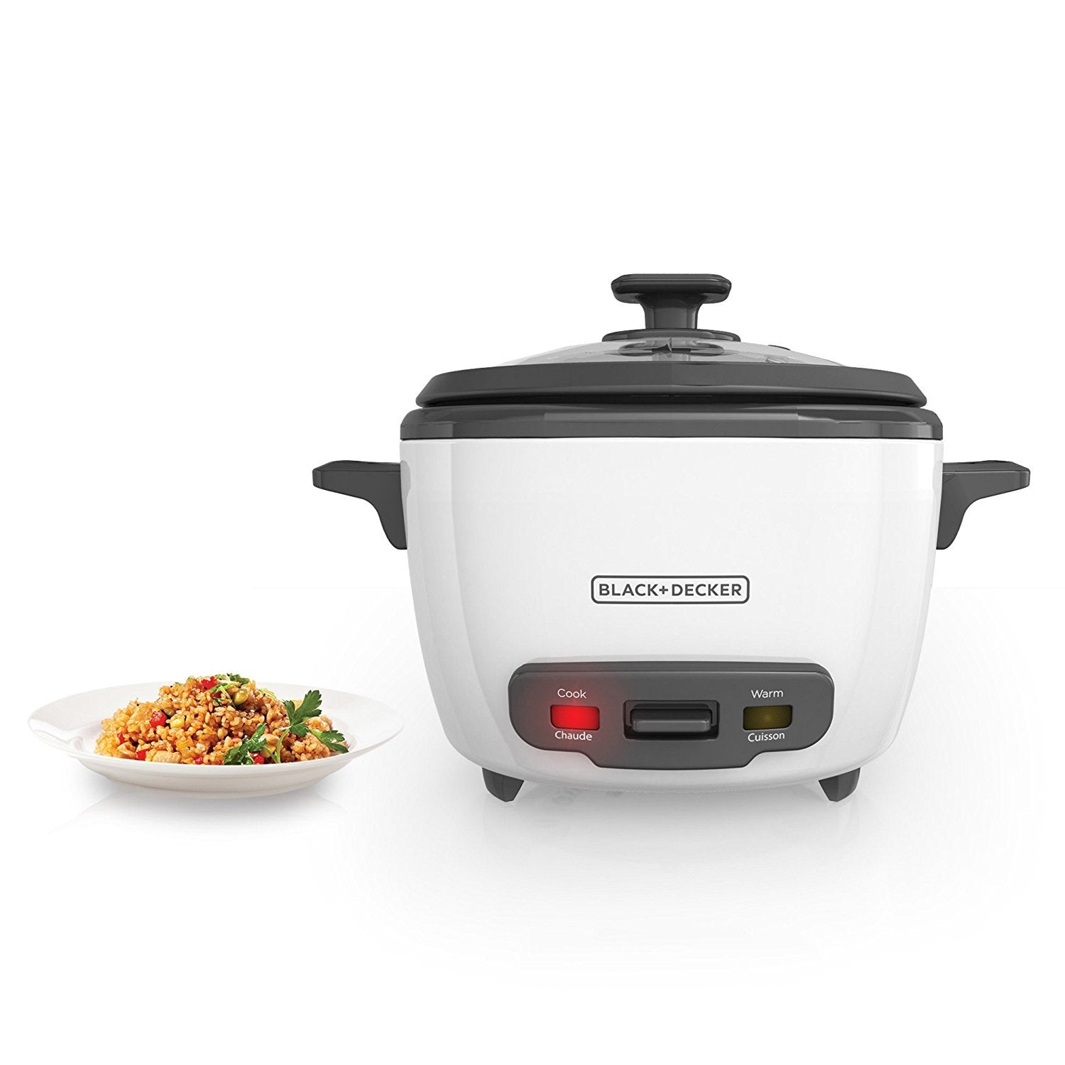 Black+Decker 2-In-1 Rice Cooker And Food Steamer, 16 Cup (7 Cup Uncooked), White, Rc516C