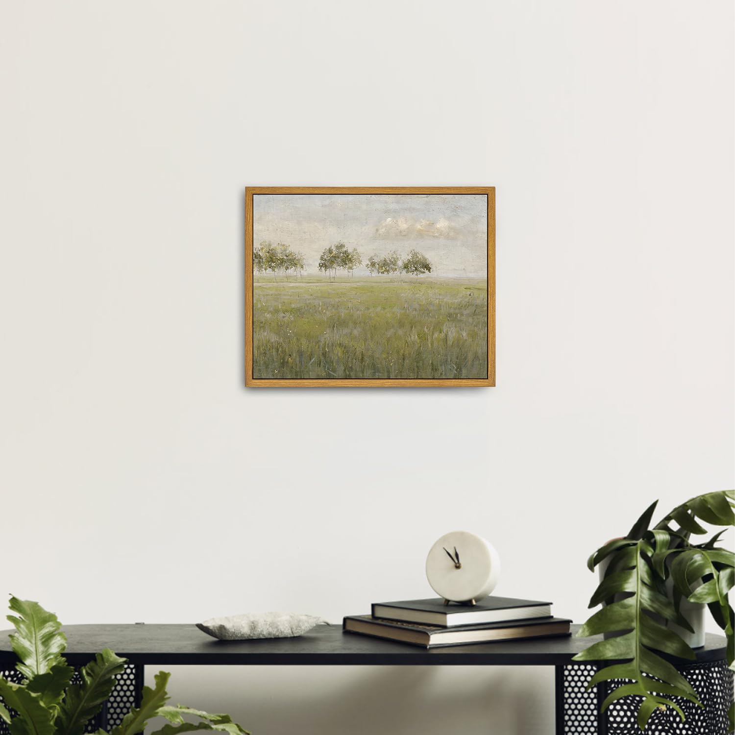 Roslynity Framed Canvas Wall Art Vintage Print Oil Paintings Spring Country Landscape Green Summer Nature Retro Aesthetic Artwor