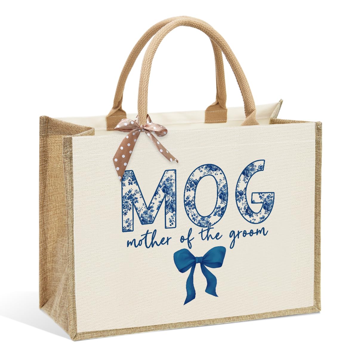 Bride Bag Gifts, Bridal Shower Gifts, Blue Bows Canvas Tote Bag, Wedding Bachelorette Honeymoon Gift Bridesmaid Tote Bags, Mothe