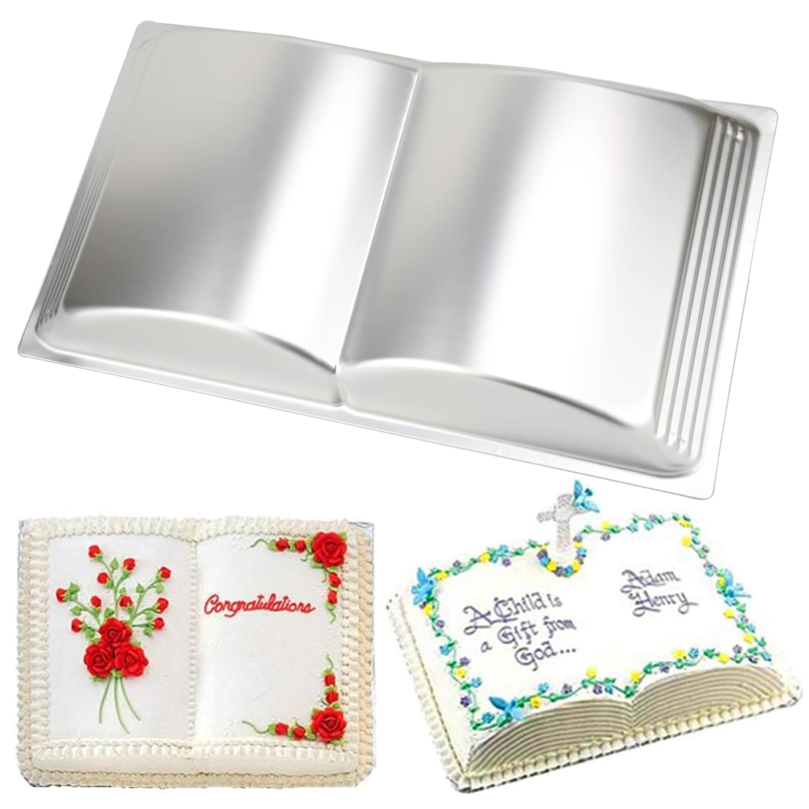 Cayanmydery Book Shape Cake Pan, 3D Birthday Cake Pan, Aluminum Alloy Cake Molds Nonstick Baking Tools