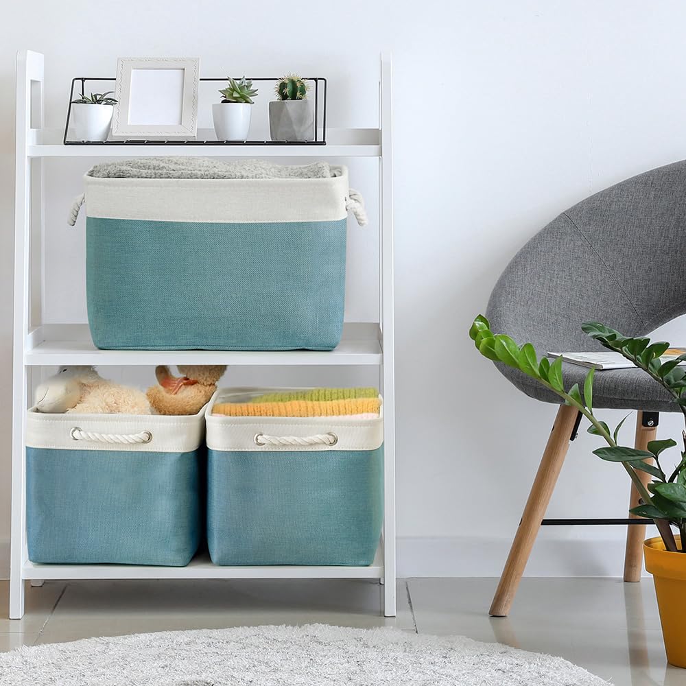 Thewarmhome Organization And Storage Basket For Organizing - 3 Pack 16X12X12 Inch Cube Storage Bin For Shelves, Fabric Storage C