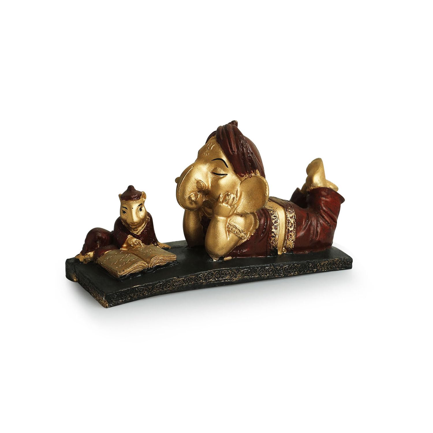Exclusivelane Reading Ganesha Idol For Home Dcor (Resin, 7.7 Inches) | Handcrafted Lord Ganesh For Pooja Room, Murti, Statue,