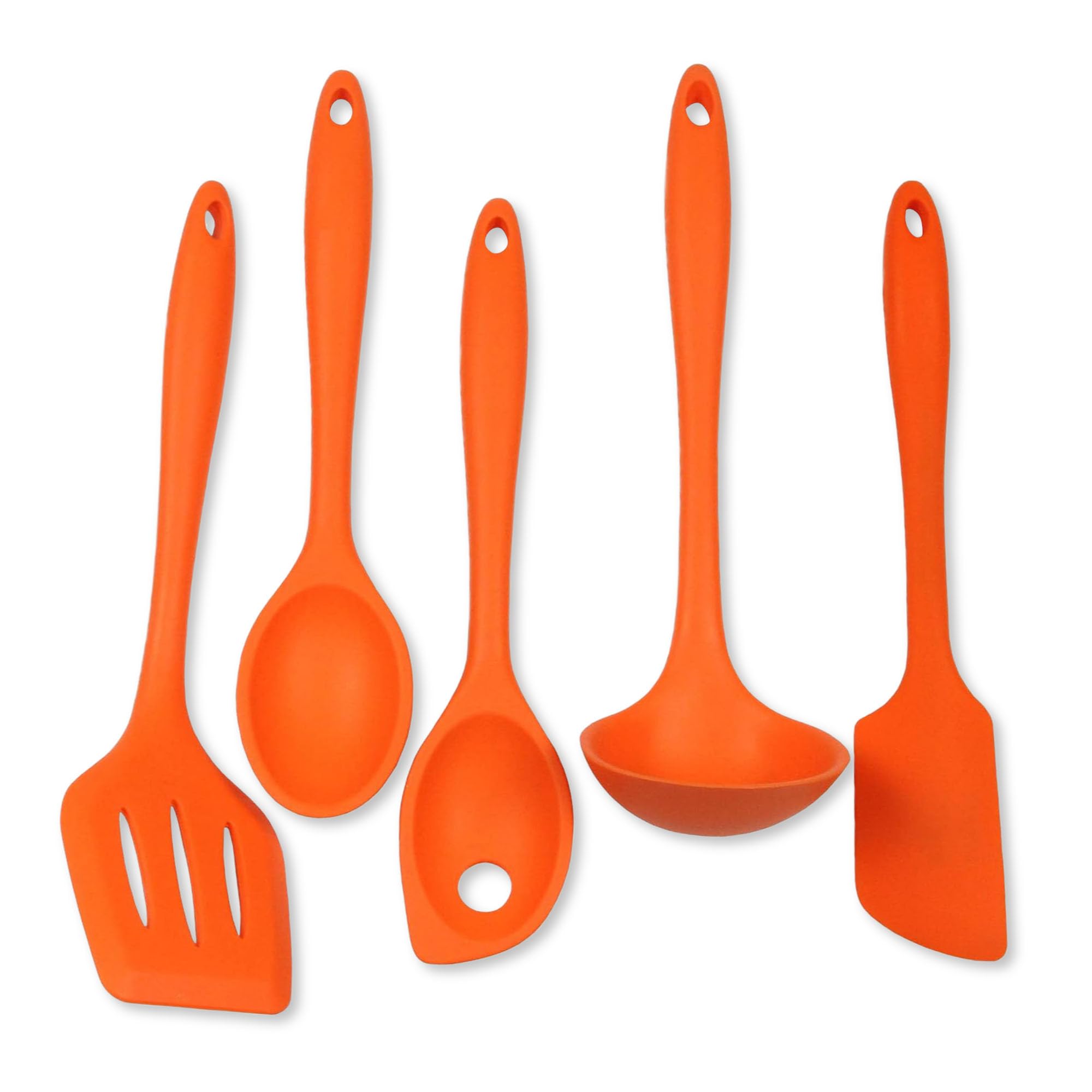 Chef Craft Premium Silicone Kitchen Tool And Utensil, 5 Piece Set, Orange