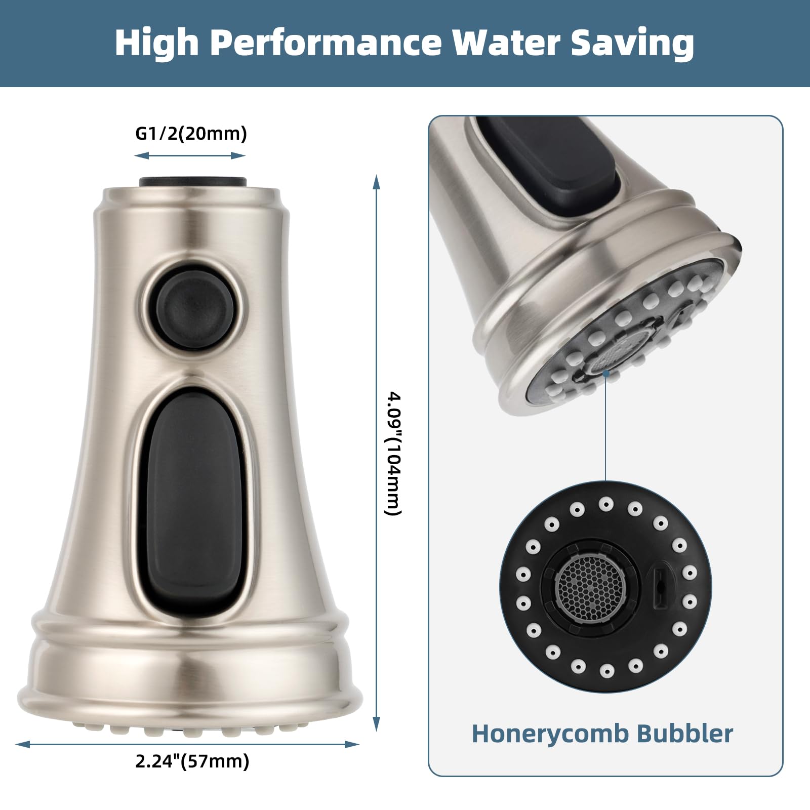 Pull Down Spray Head 3 Modes For Kitchen Faucet, Kitchen Sink Faucet Sprayer Nozzle Replacement Part With 9 Adapters, Kitchen Fa