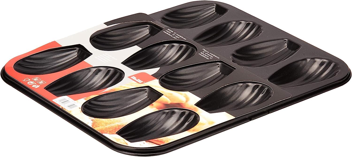 IBILI 12 Cup Madeleine Pan Mold with 12 Wells Non Stick  Warp Proof Rolled Steel Plate Tea Cake Pan for Madeleines  Cakelet Pan - Made in Spain