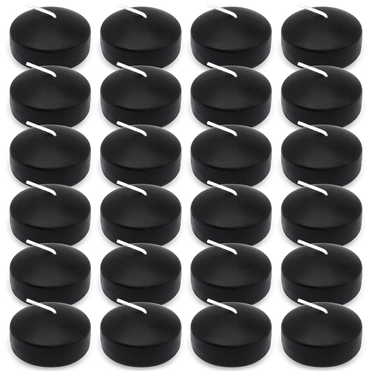 6 Hour Black Floating Candles, Unscented Small 2 Inch Dripless Pool Water Wax Candles for Cylinder Vase, Centerpiece at Wedding,