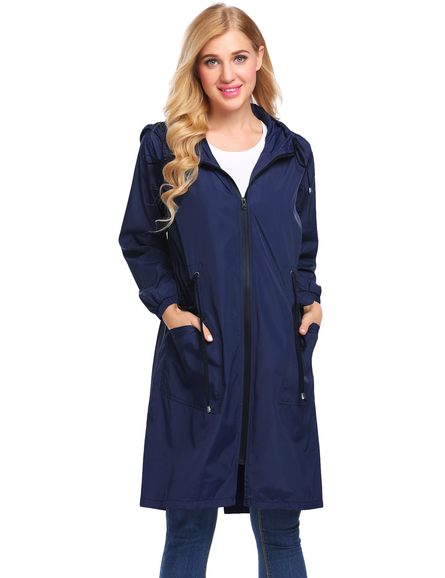 Elesol Women Rain Jacket Waterproof Lightweight Outdoor Hooded Raincoat Womens Running Winebreak Jackets