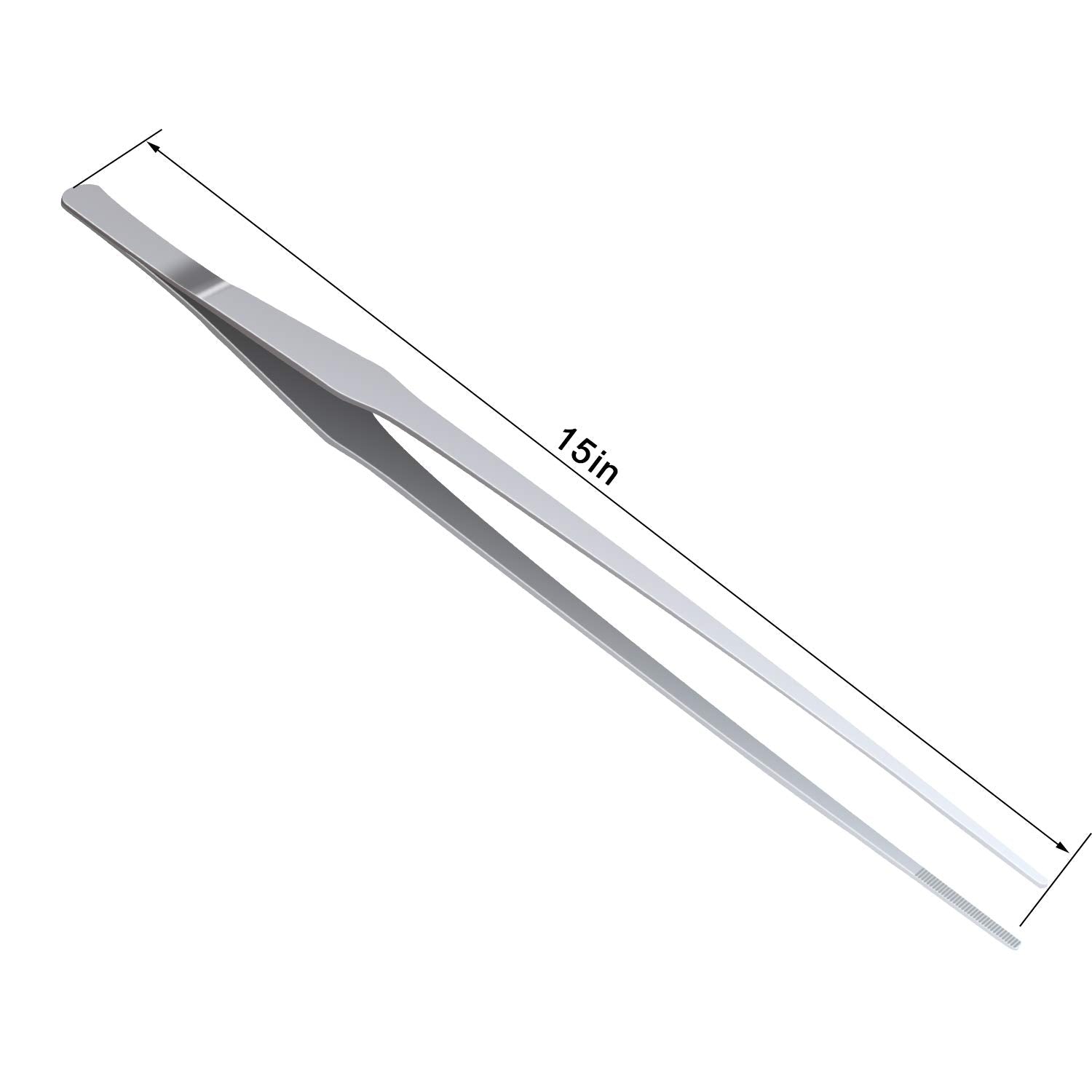 Stainless Steel Polished Extra-Long 15 inch Tongs Tweezers with Precision Serrated Tips for Garden  Kitchen  Indoor & Outdoor