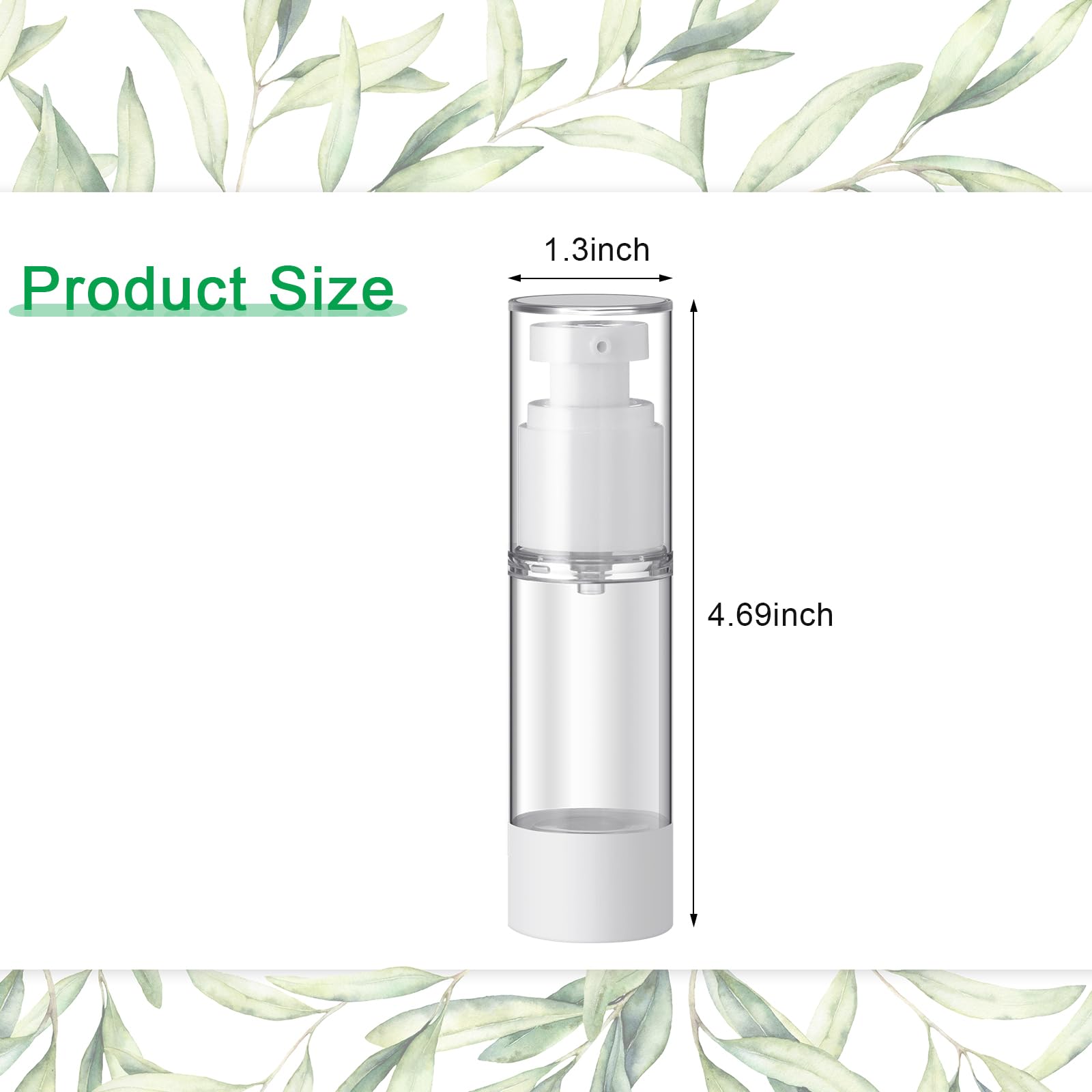 60 Pcs Clear Airless Pump Bottles Refillable Cosmetic Travel Size Dispenser Vacuum Plastic Travel Bottles Empty Lotion Pump Bott