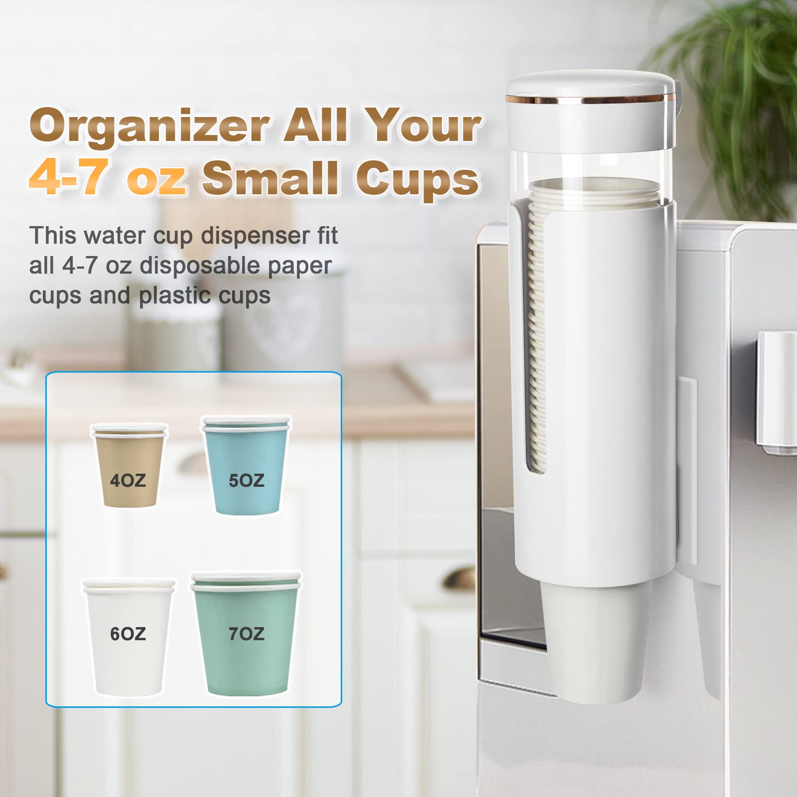 Cup Dispenser, Upgraded Wall Mounted Mouthwash Cup Dispenser, Pull Type Water Cooler Cup Holder Fit 4Oz-7Oz Disposable Cups For