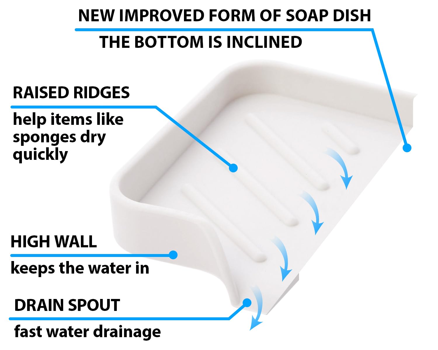 Silicone Soap Dish & Kitchen soap Tray - Self draining soap Dish  Soap Dish Shower | Silicone soap Holder | Soap Holder for Kitchen Sink | Small soap Dish - Durable Rubber Soap Dish with Drainage