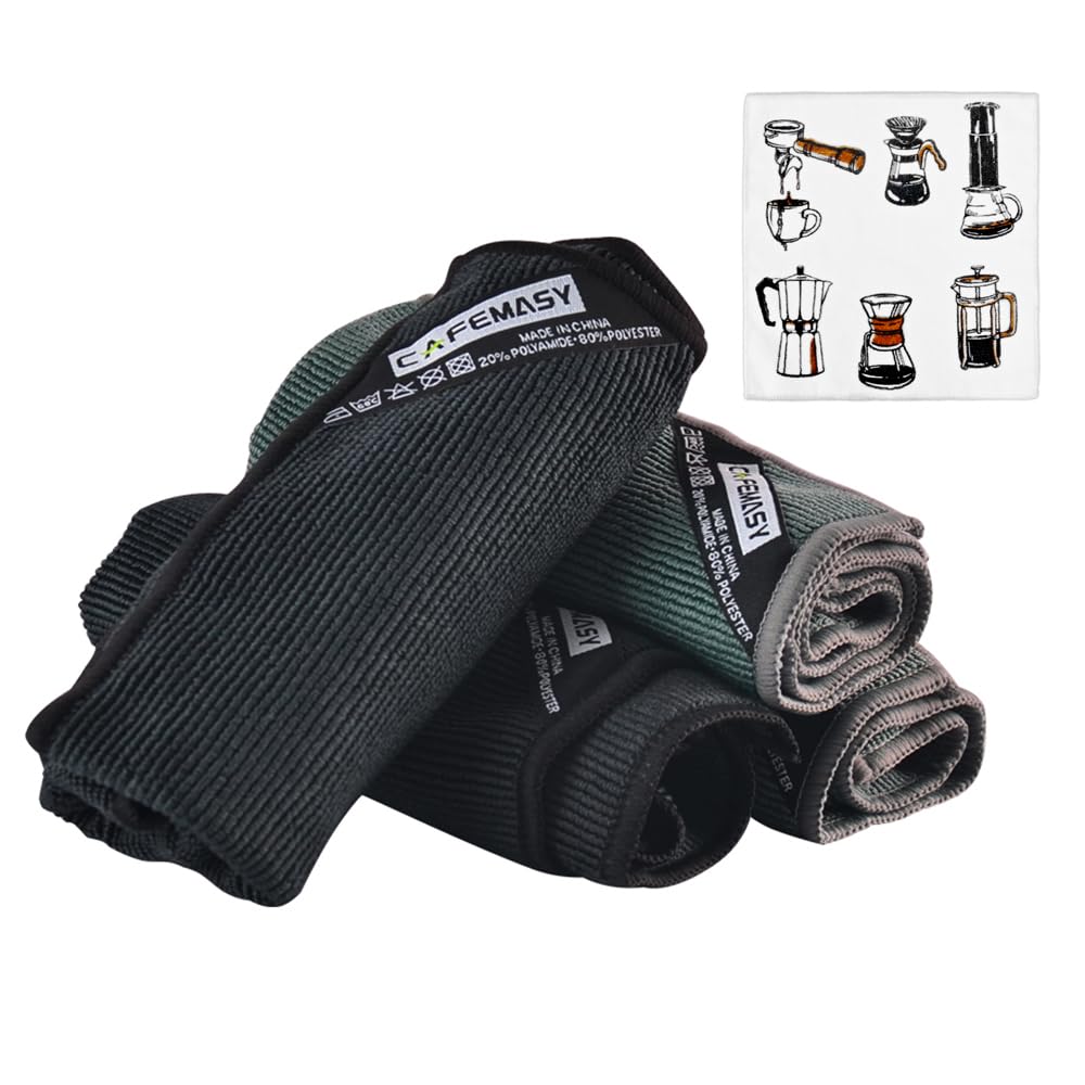 Cafemasy Barista Micro Cleaning Towels Pack 4Pcs Soft Absorbent Non-Abrasive Micro Cleaning Cloth For Barista To Clean Steam Wan