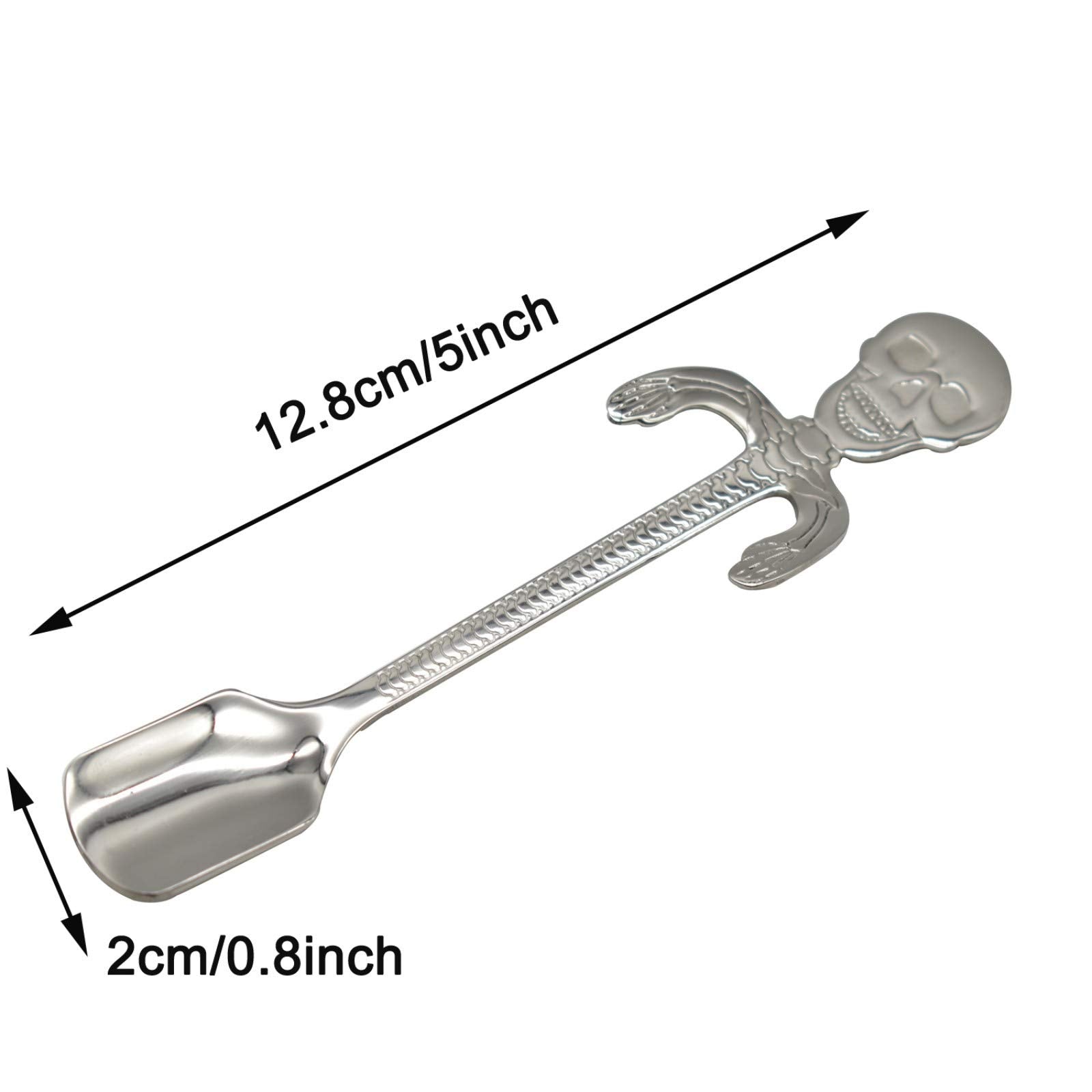 Maydahui 6 Pcs Skull Spoon 5 Inch 18/10(304 )Stainless Steel Hanging Teaspoons Coffee Tea Sugar Espresso Dessert Stirring Spoons