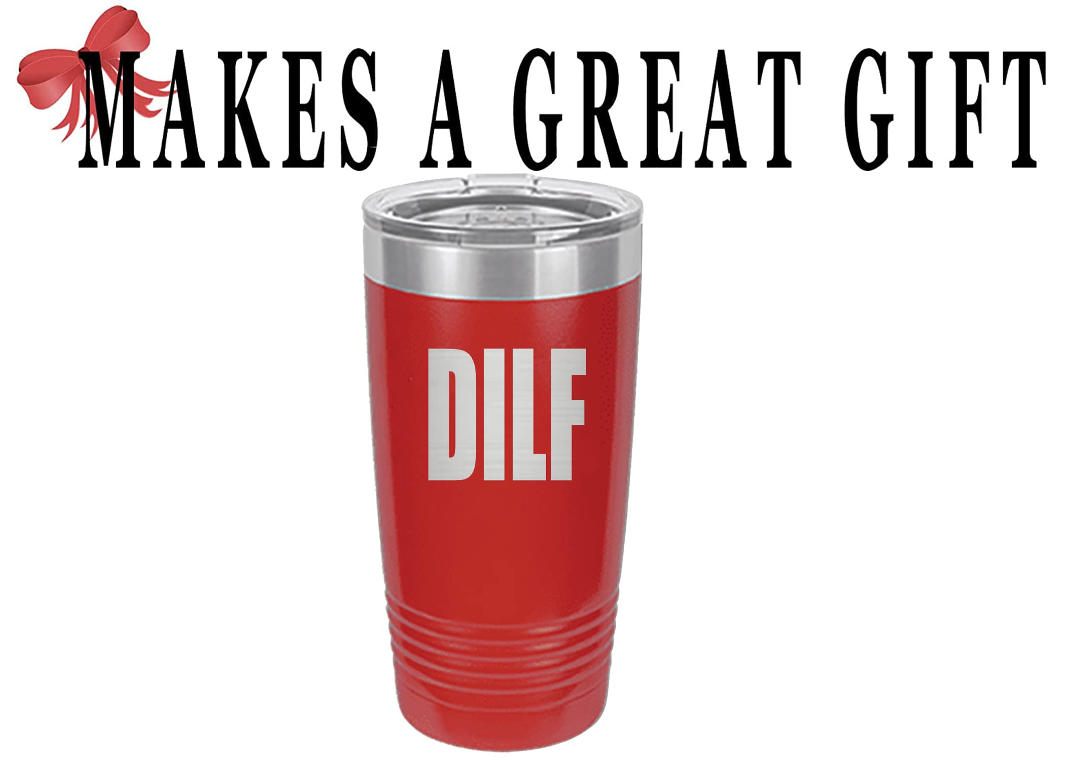 Rogue River Tactical Funny Dilf 20 Oz. Travel Tumbler Mug Cup W/Lid Sarcastic Work Gift For Him Dad Husband Father'S Day (Red)