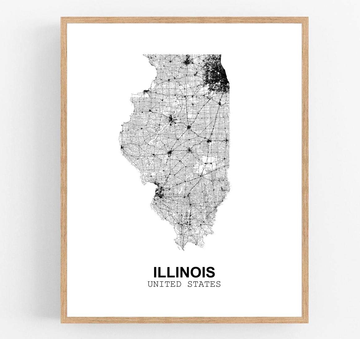 Eleville 11X14 Unframed Illinois United States Country View Abstract Road Modern Map Art Print Poster Wall Office Home Decor Min