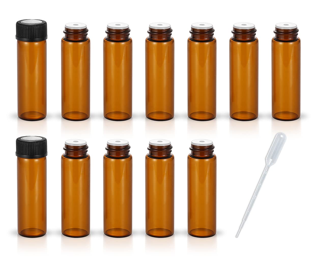 Zbfwmx 12 Pack Set Brown Screw Cap Glass Bottle Small Mini Empty Oil Amber Vial (5Ml)