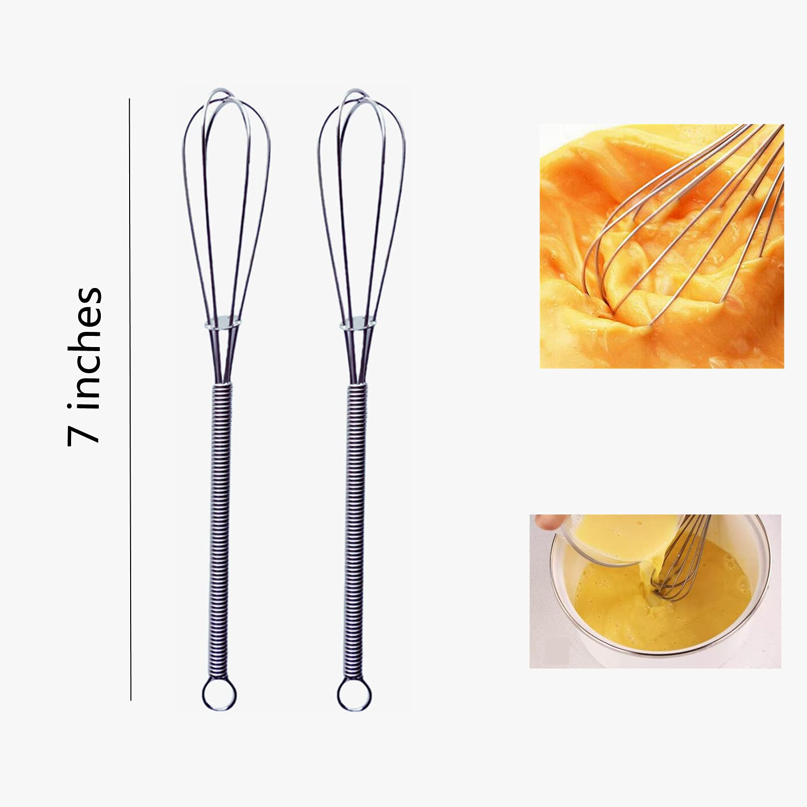 Transun Moo 6 Pcs Small Wire Whisks 7 Inches Mini Stainless Steel Whisks For Cooking Kitchen