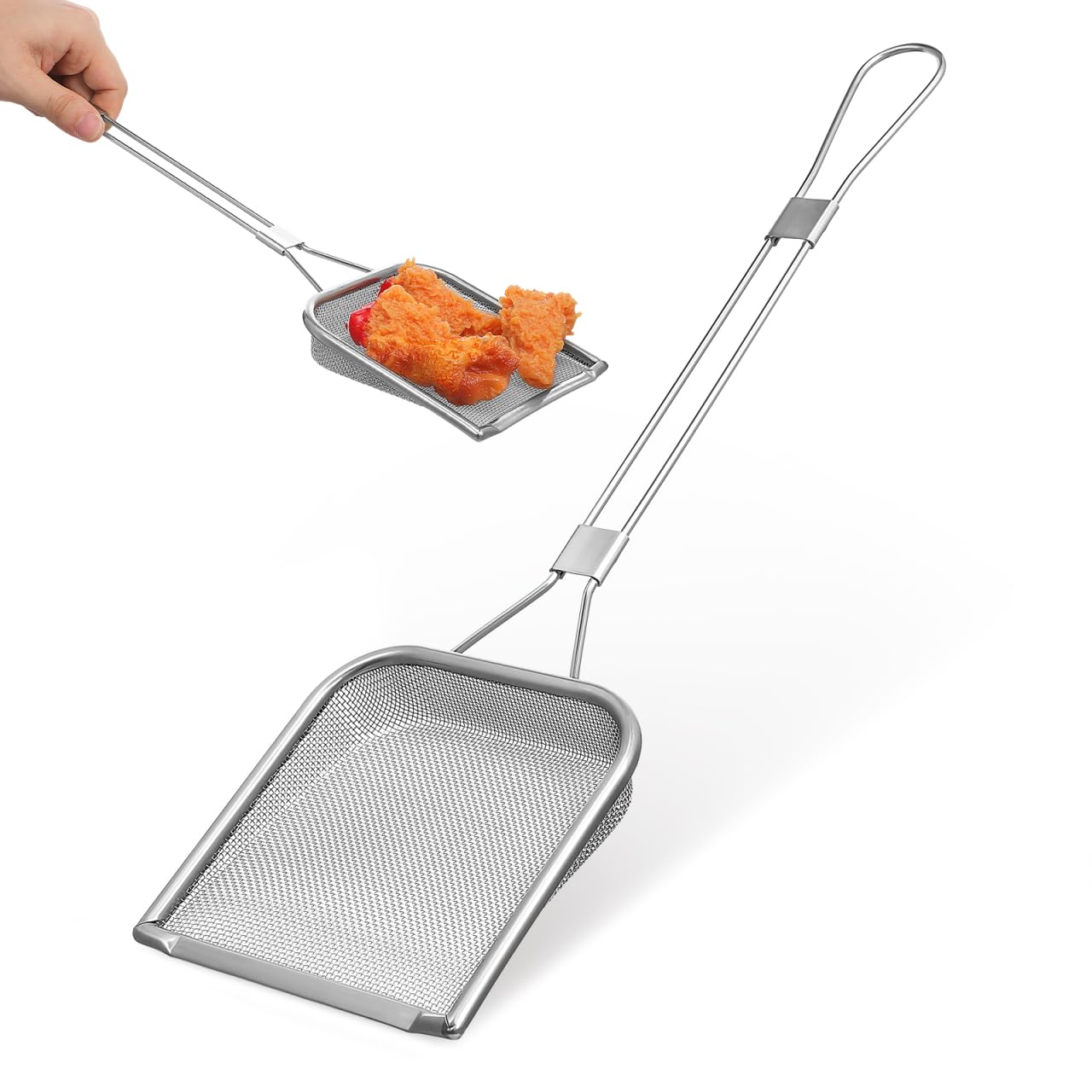 STOBAZA Fine Mesh Skimmer Spoon for Hot Pot and Frying Stainless Steel Fat Skimmer with Long Handle and Hanging Hole Food Strain