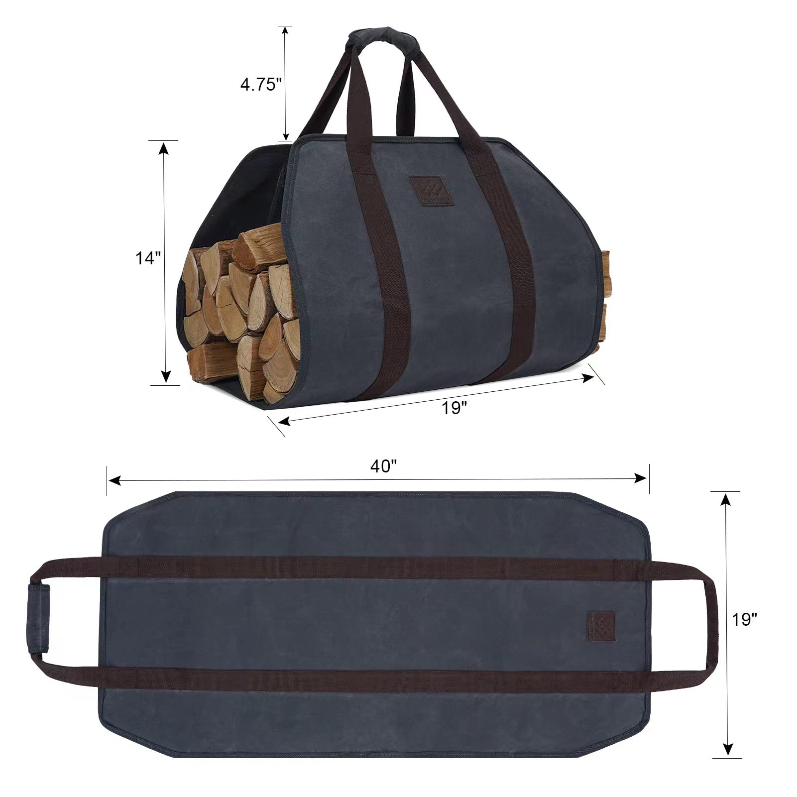 Willow Weave Canvas Firewood Log Carrier, Fireplace Log Carriers & Holders, Firewood Carrier, Wood Carrying Bag For Firewood, Gr
