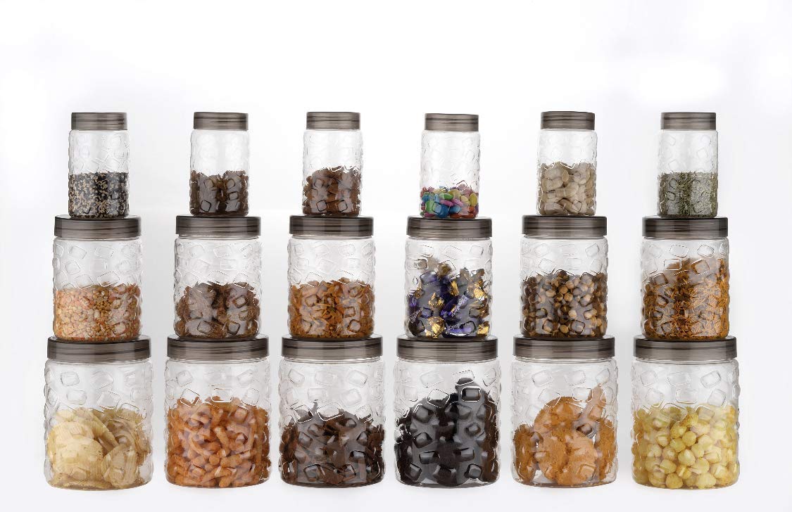 Lariox Cereal Dispenser Easy Flow Storage Jar 18 Pcs Set Storage Containers For Kitchen, Idle For Kitchen Storage Box Lid Food 