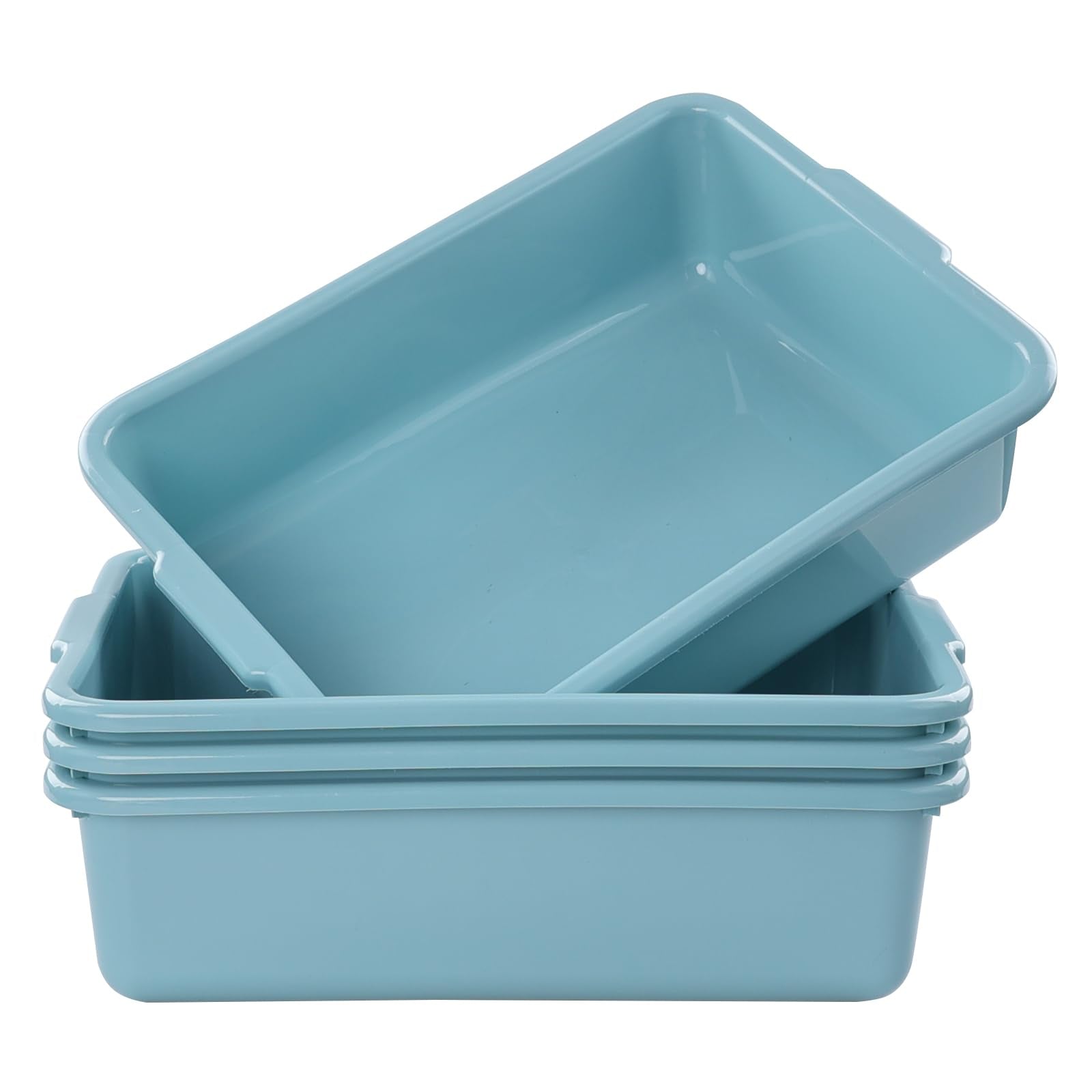 Inhouse 13 L Plastic Commercial Tote Box  Wash Tub Basin  4-Pack  Mint Green  F