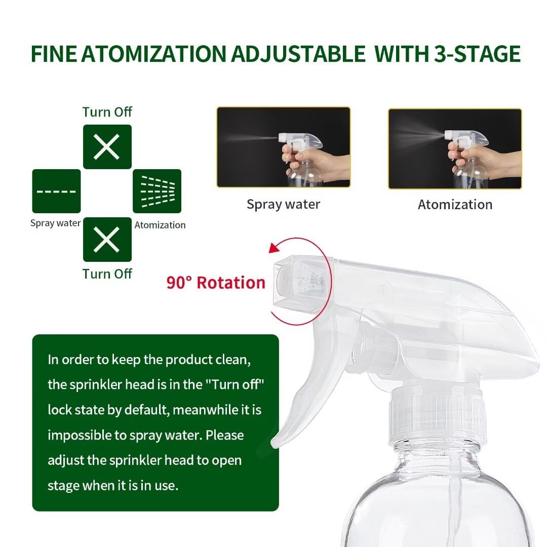 Hombys 8 Oz Empty Clear Glass Spray Bottles With Silicone Sleeve Protection Refillable Containers For Cleaning Solutions, Essent