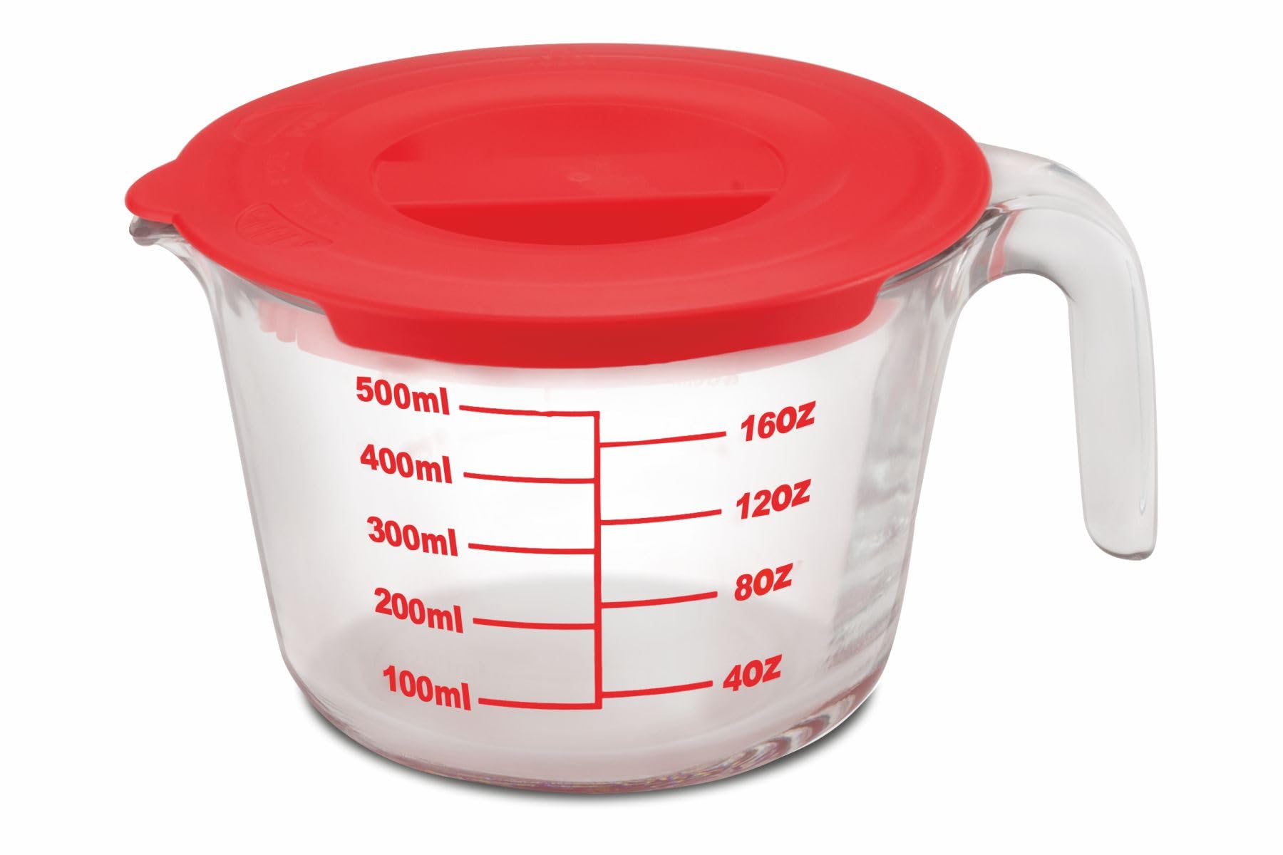 Signoraware Borosilicate Glass Measuring Cup | Measurement Scale | Microwave & Oven Safe | Dishwasher Safe | Sturdy Thick Glass 