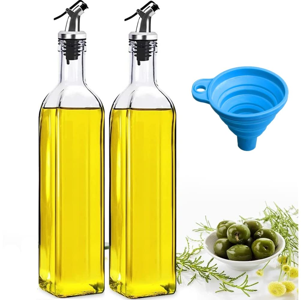 Nirency Glass 500 ml Oil Dispenser for Kitchen, Oil Container, Oil Bottle for Kitchen, Oil Can & Oil Pourer for Kitchen with Sil