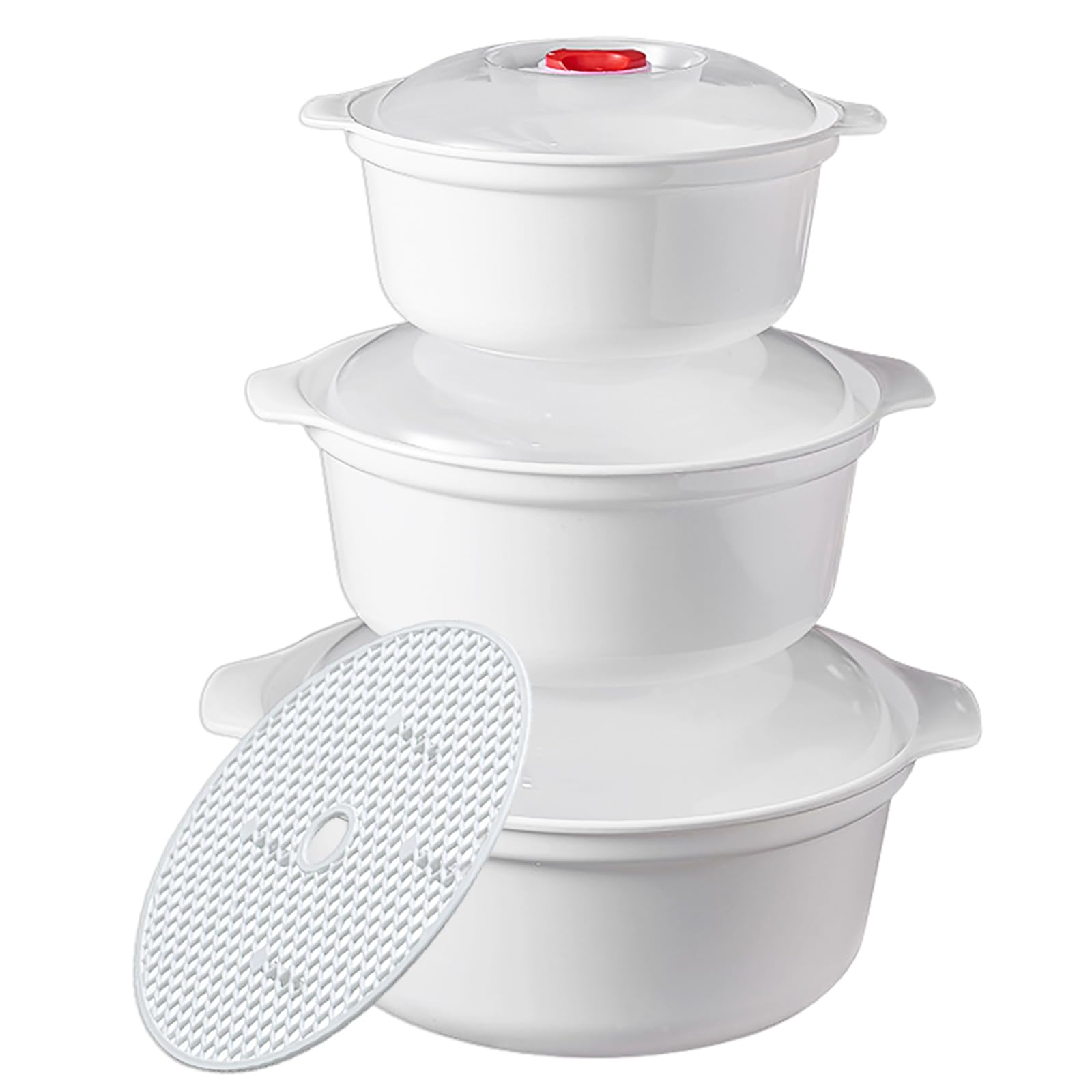 3 Piece Microwave Bowl With Lid, Heating Dish, Noodle Bowl, Storage Plate, Soup Bowl With Handle, Easy To Store, Bpa Free, Micro