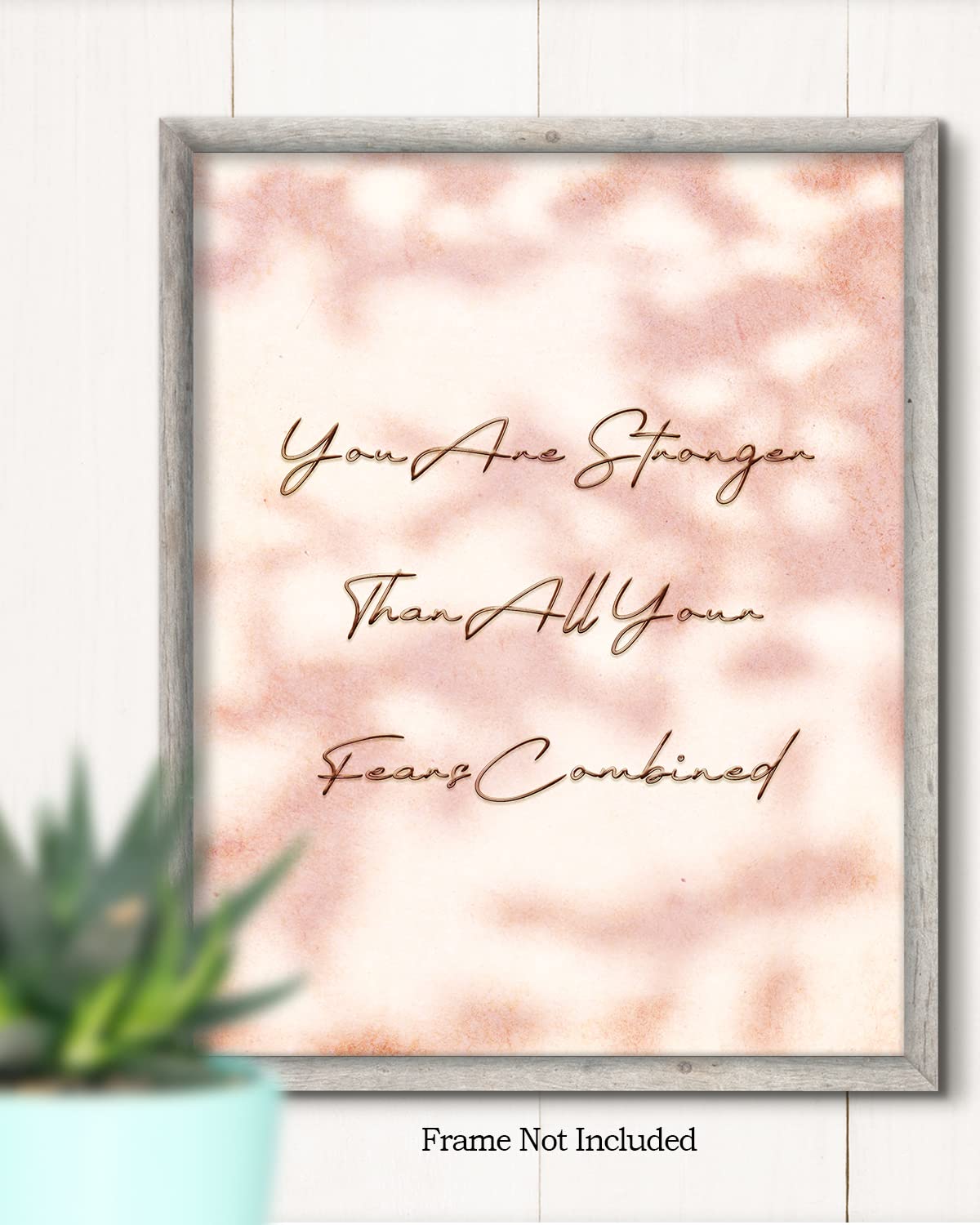 Govivo Inspirational Gifts For Women - Motivational Wall Art - You Are Stronger Than All Your Fears Combined Home Decor - Uplift