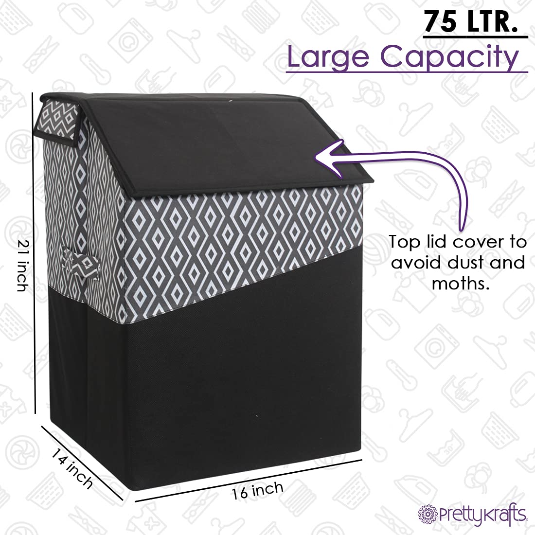 Prettykrafts 75 Ltr Foldable Laundry Basket For Clothes | Jute Laundry Bag | Washing Clothes Storage Basket | Toy Storage Organi