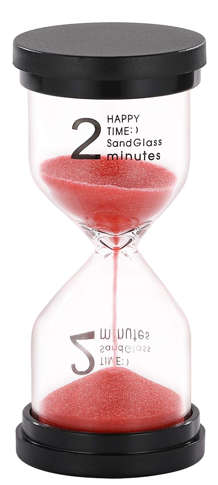 Suliao Hourglass 2 Minute Sand Timer: Red Sand Clock, Plastic Sand Watch 2 Min, Large Reloj De Arena 2 Minutos, Hour Glass Sandg