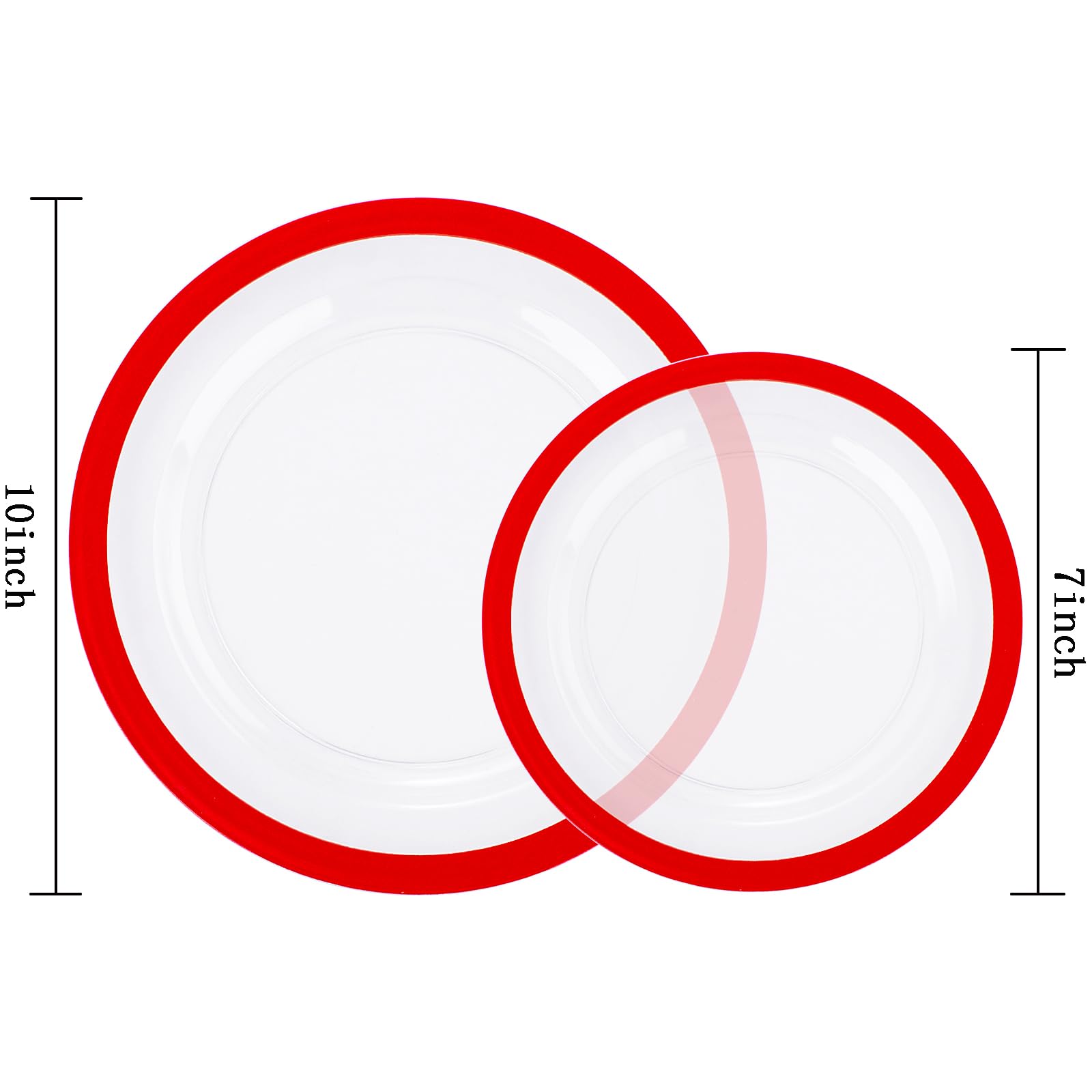 U-QE 120PCS Red Plastic Plates - Heavy Duty Disposable 10" & 7" Plates for Parties - Model ET120CB