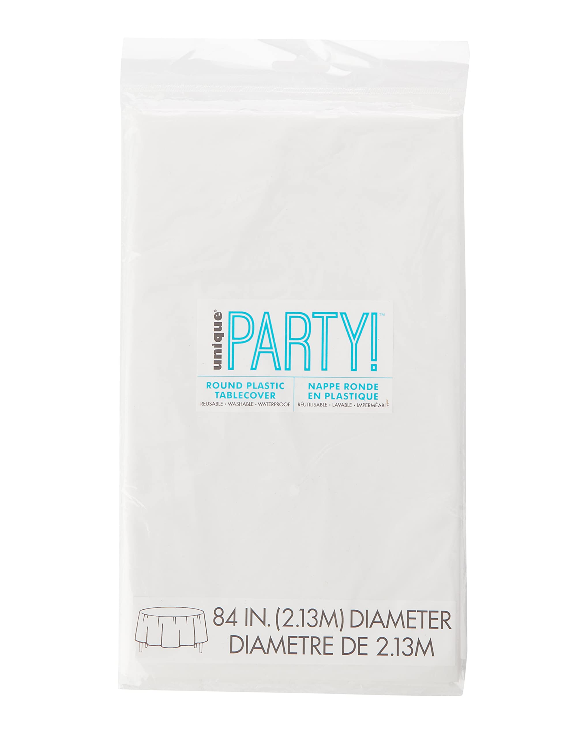 Round Plastic Table Cover - 84'', White, 1 Pc