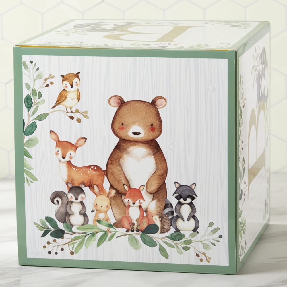 Kate Aspen Woodland Baby Boxes - Set of 4 Stackable Blocks for Baby Shower & Nursery Decor, Model 28593NA