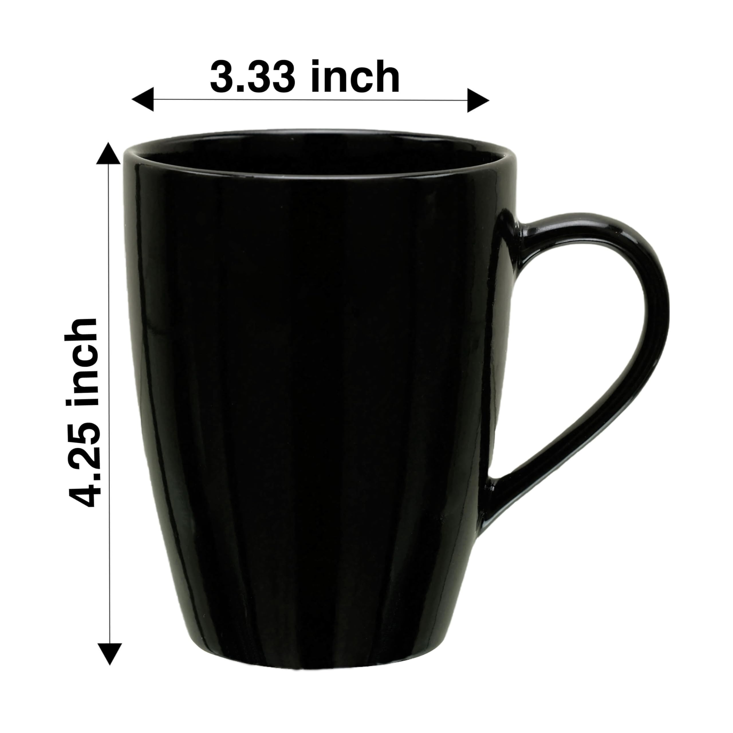 Craf10 Exquisite Solid Ceramic Coffee Mugs - Black Color,Microwave Safe- 340Ml Capacity, Dishwasher & Freezer Safe