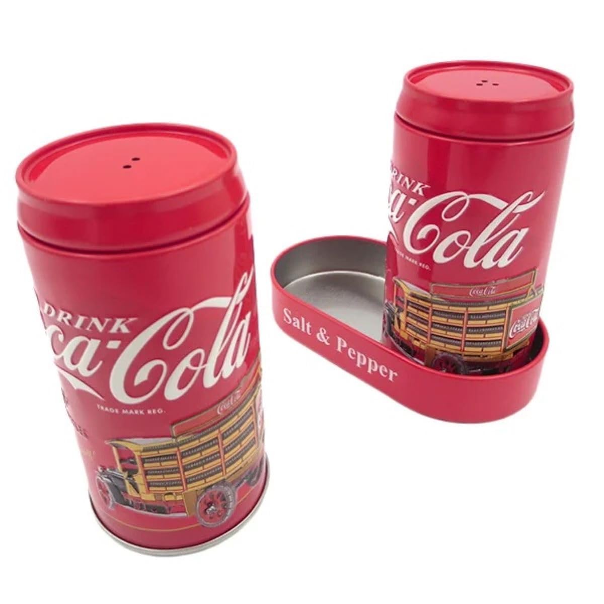 The Tin Box Company Coca Cola Salt And Pepper Set With Holder, Red (776817-12)