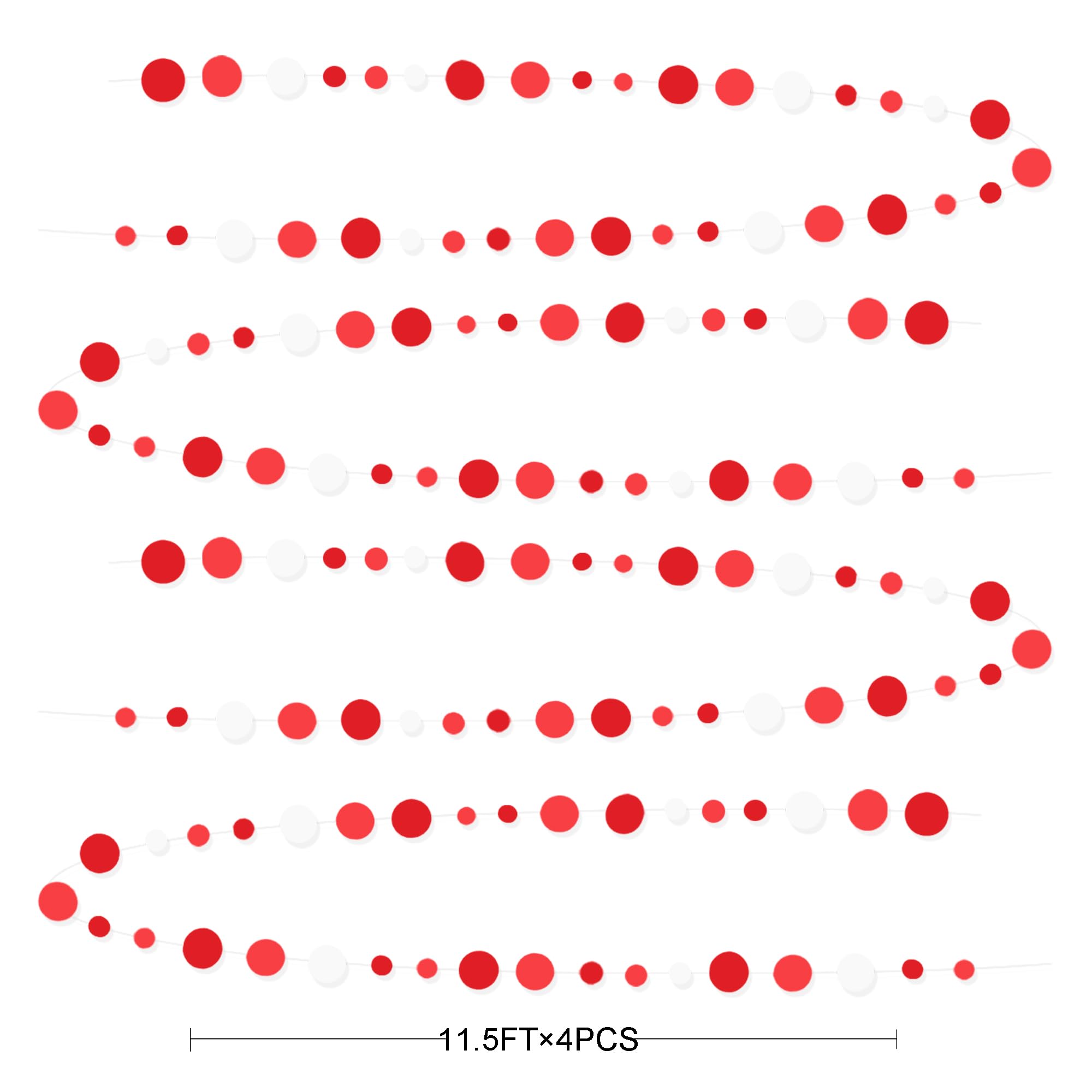 46 Ft Red Party Decorations Polka Dots Garlands Red And White Hanging Paper Circle Dots Streamer For Valentines Anniversary Birt