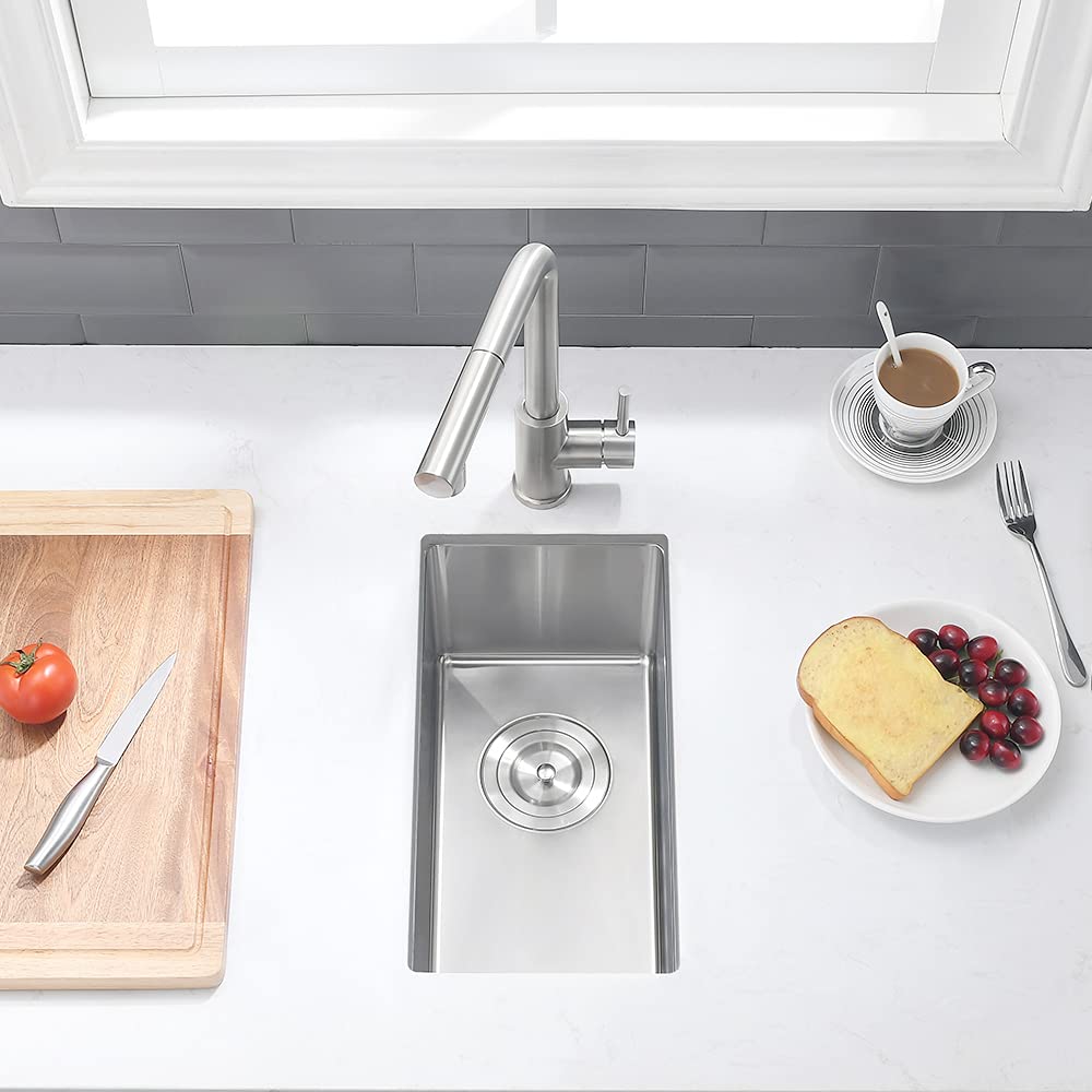 10 Inch Bar Sink Undermount - Vasoyo 10''X18'' Undermount Wet Bar Prep Kitchen Sink 16 Gauge Stainless Steel Single Bowl Bar And