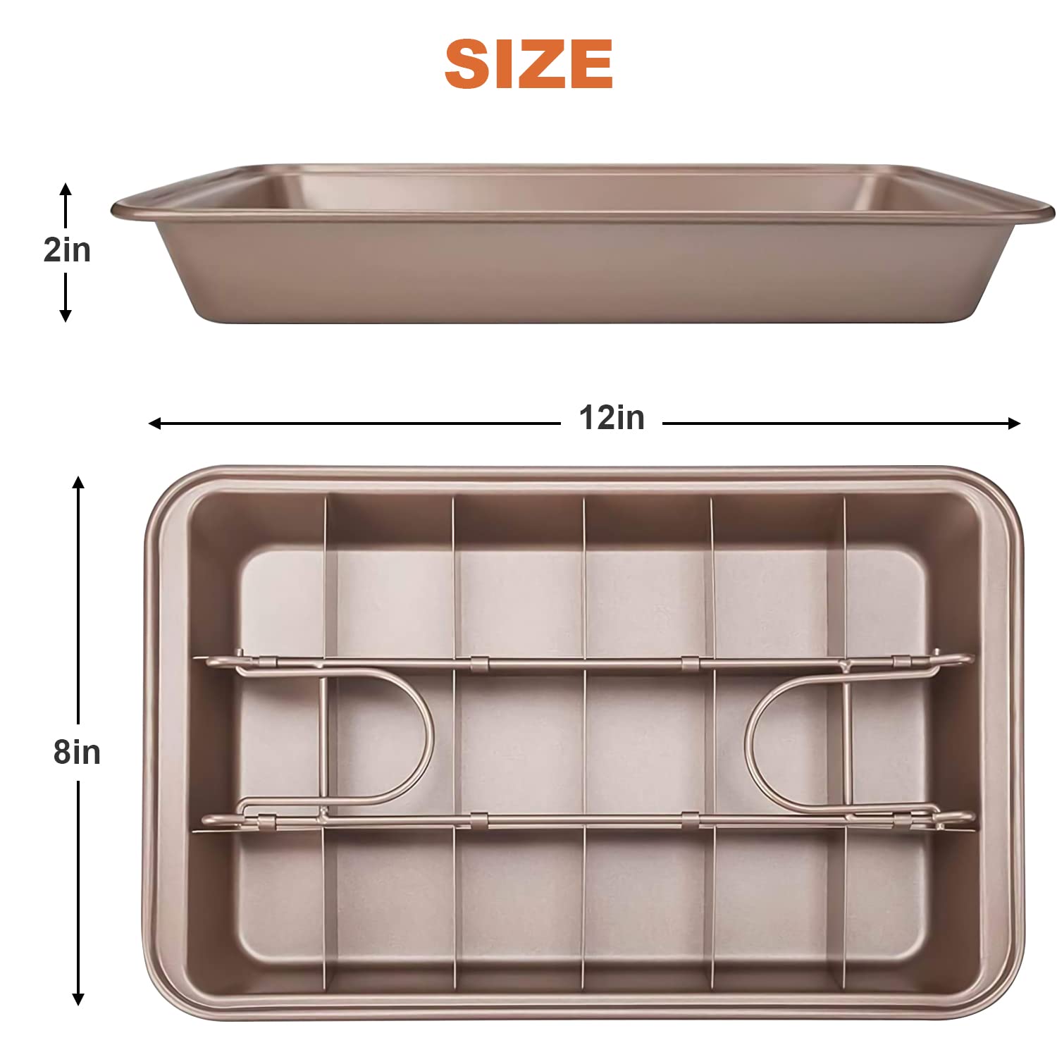 Wsnb Brownie Pan, 18 Pre-Slicer Carbon Steel Baking Pans, Brownie Cutter, Brownie Tray With Oil Brush, Pre-Cut Square Molds For